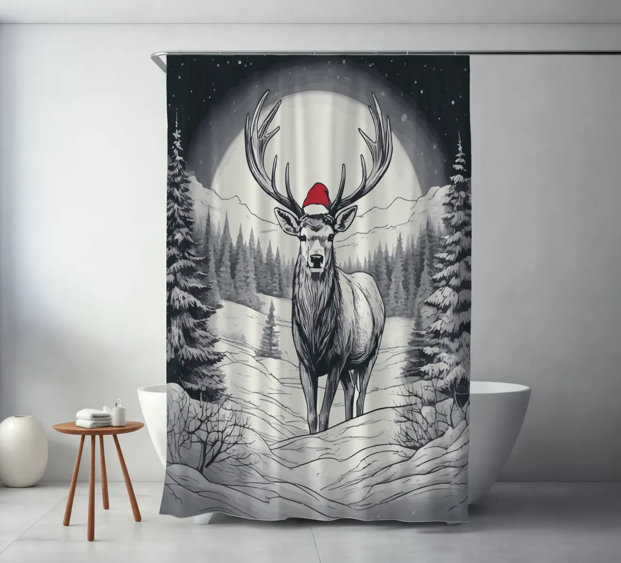 Cervi nella neve tenda da doccia da Synthaira