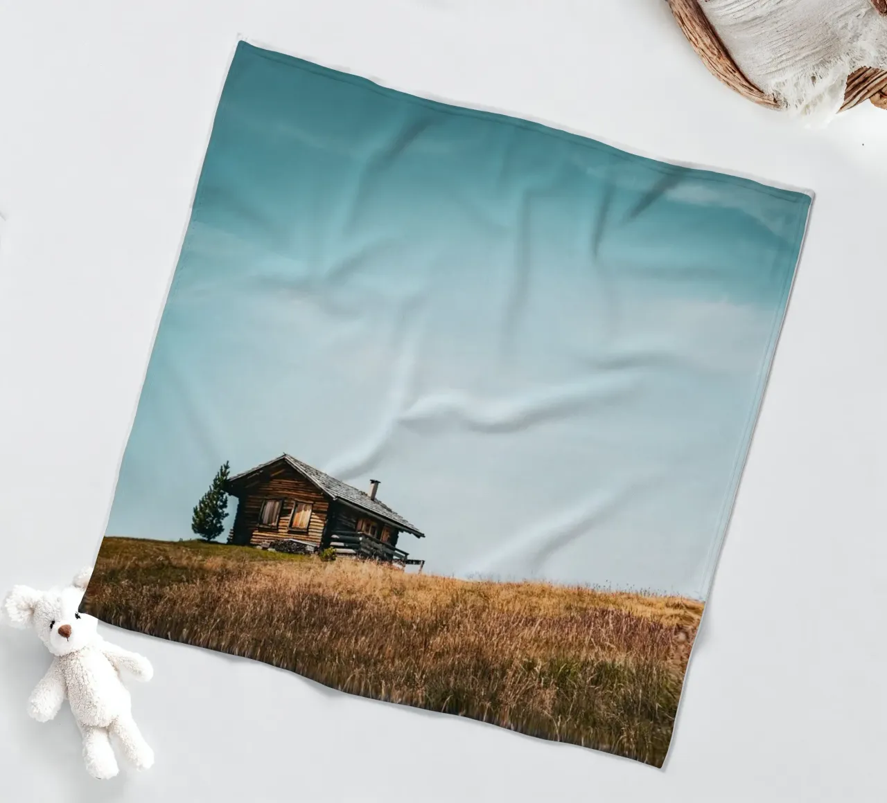 Berghütte 3 fleece blanket by Flo Klein