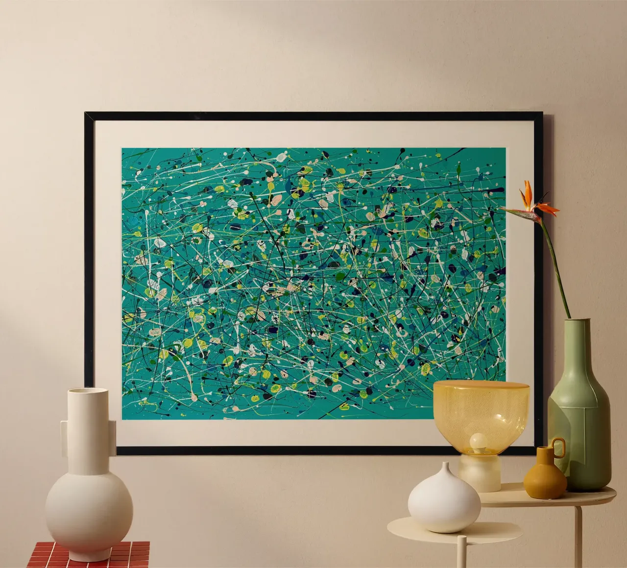 abstrakte Lebendigkeit III poster con telaio in legno da DLart