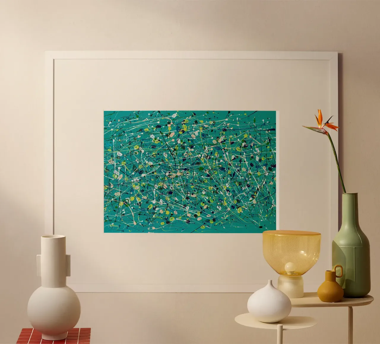 abstrakte Lebendigkeit III poster con telaio in legno da DLart