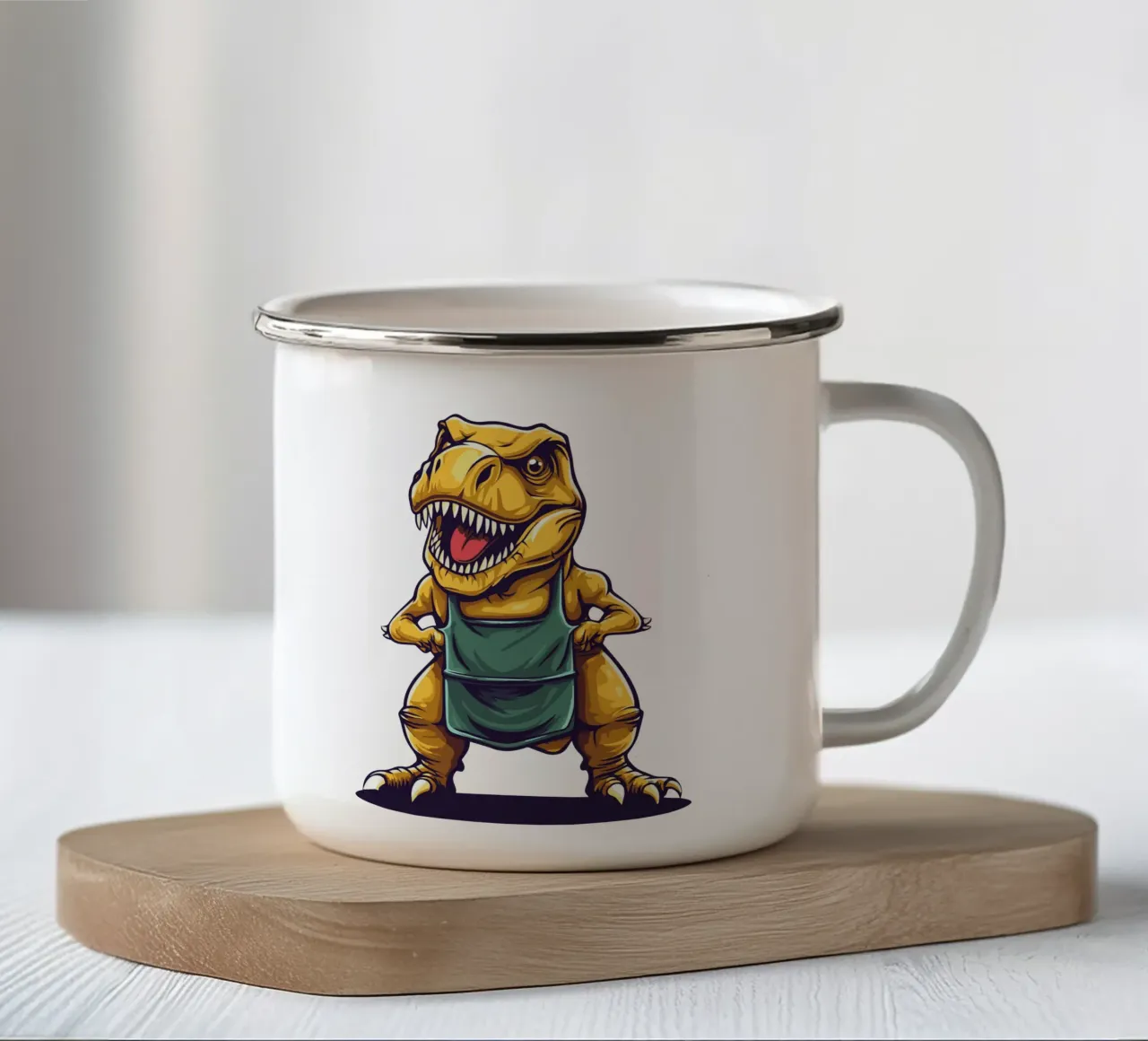 T-Rex socievole tazza in smalto da Synthaira