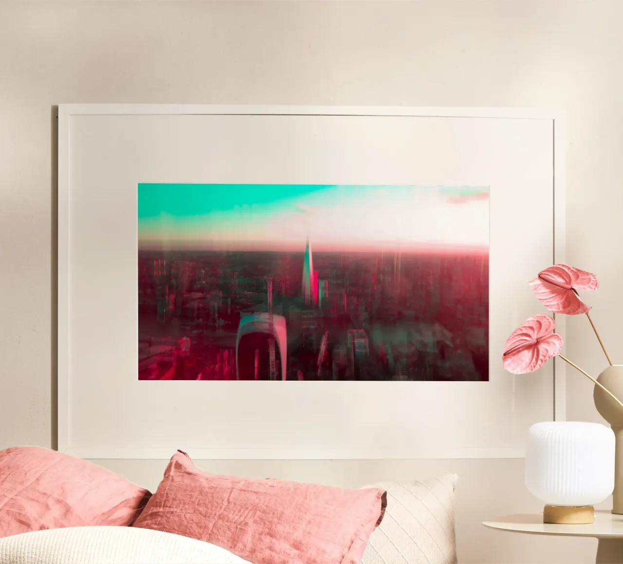 London Buildings poster con telaio in legno da Flo Klein