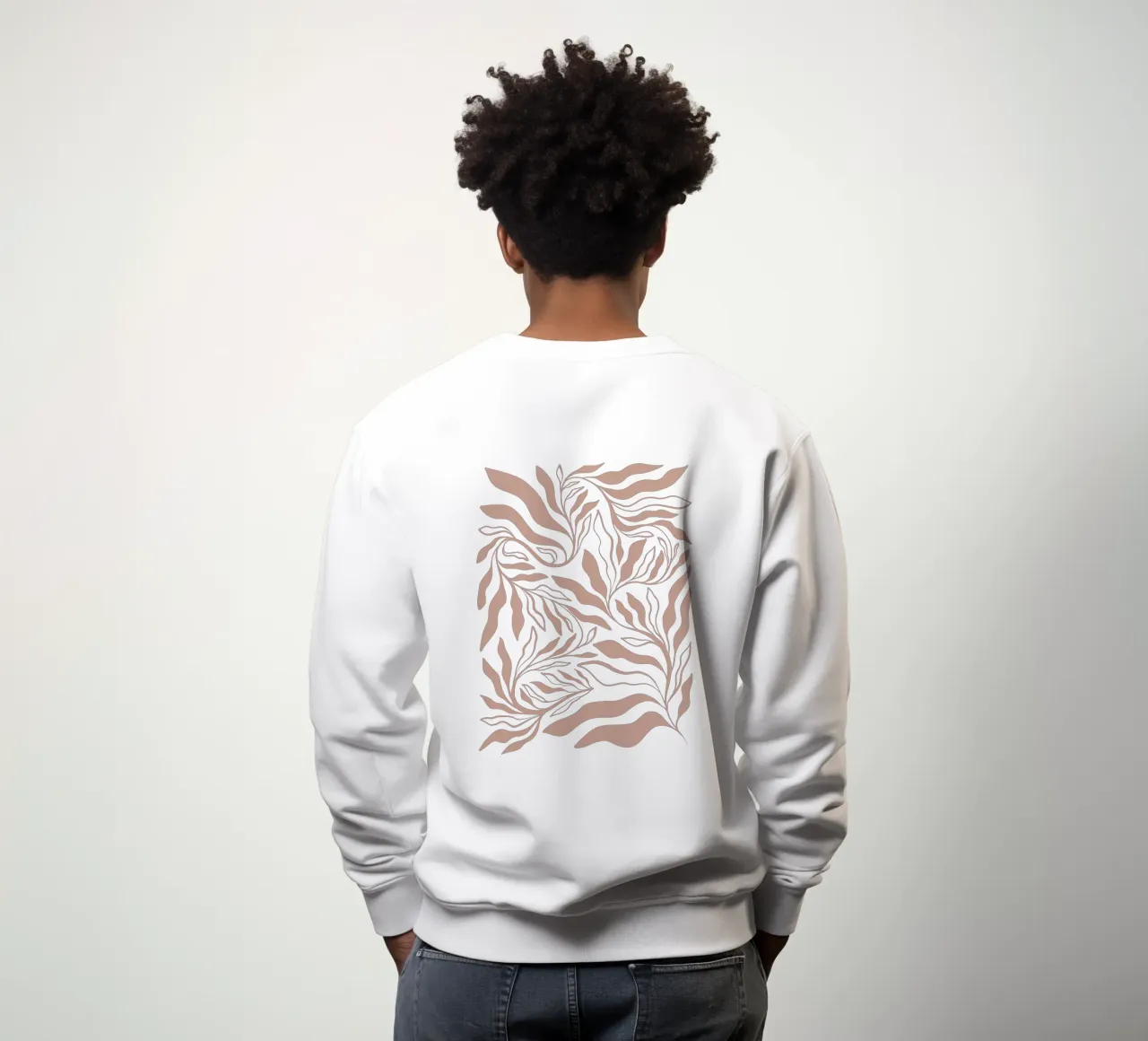 Boho Botanical - Warmes, strukturiertes Mokka-Mousse Sweatshirt von Dominique Vari