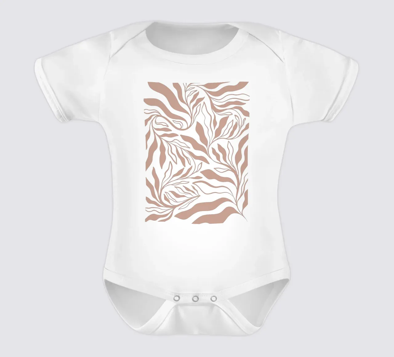 Boho Botanical - Warmes, strukturiertes Mokka-Mousse Kurzarm Babybody von Dominique Vari