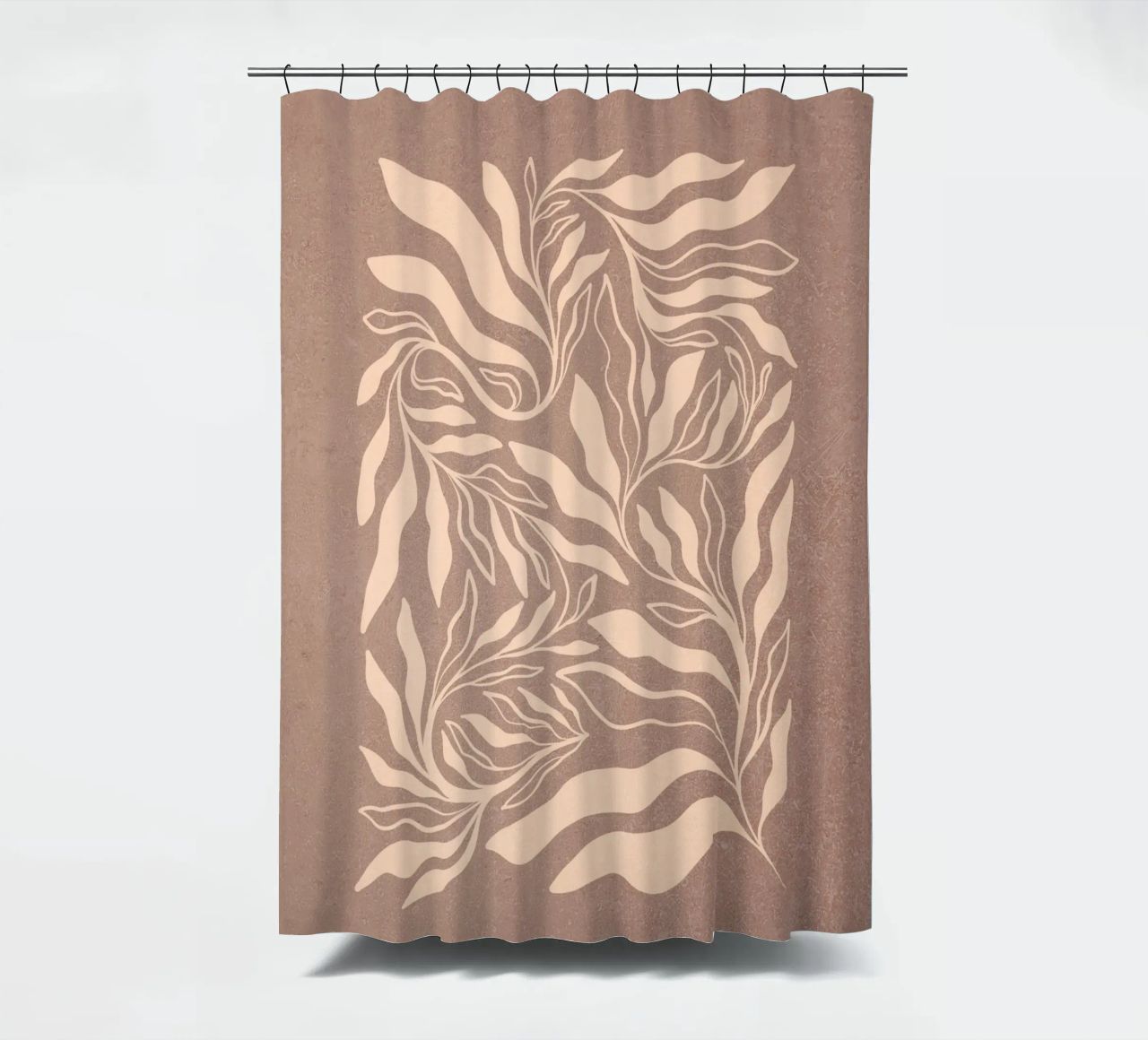 Boho Botanical - Warmes, strukturiertes Mokka-Mousse Duschvorhang von Dominique Vari