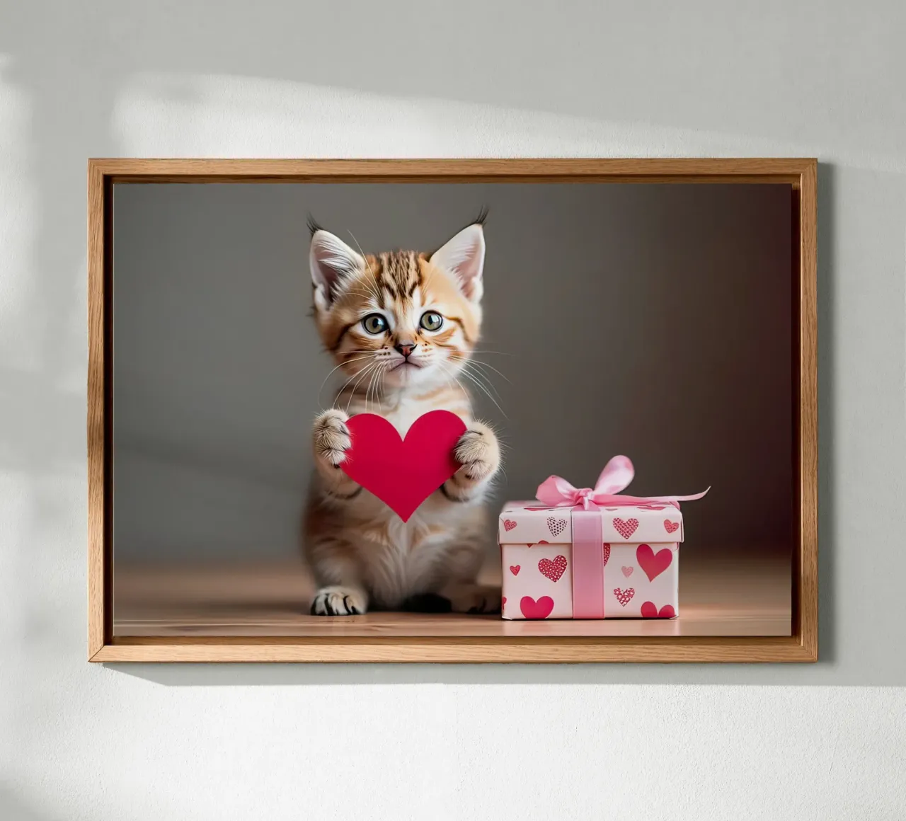 cuore di gatto tela con Cornice a cassetta da 🎁 ARTVI-SHOP