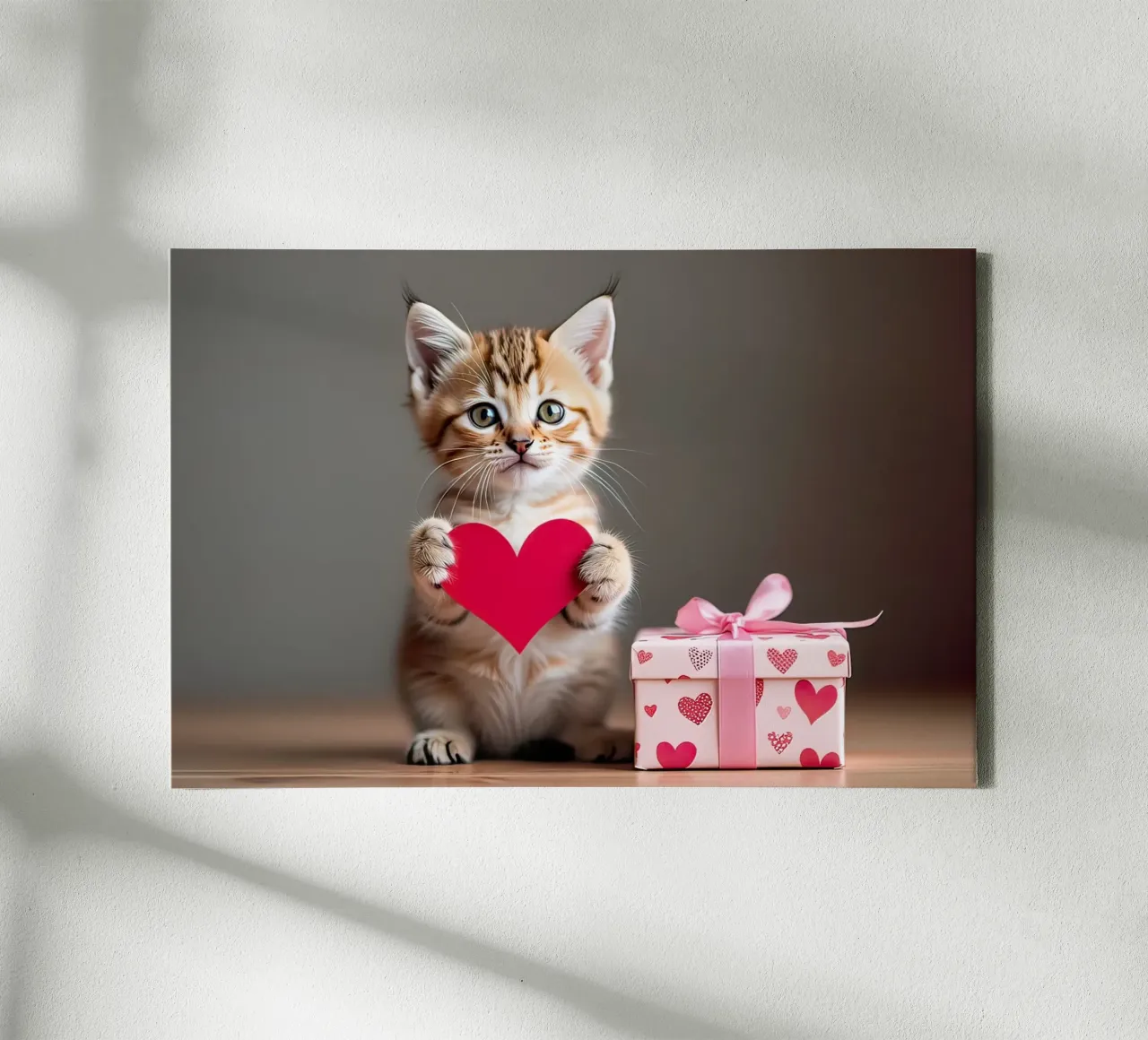 cuore di gatto tela con Cornice a cassetta da 🎁 ARTVI-SHOP