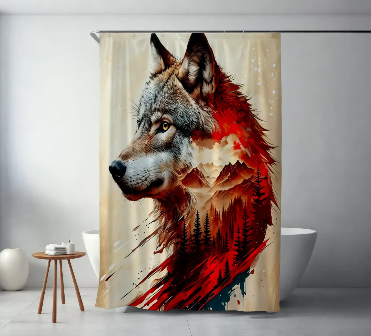 De grote wolf douchegordijn van 🎁 ARTVI-SHOP