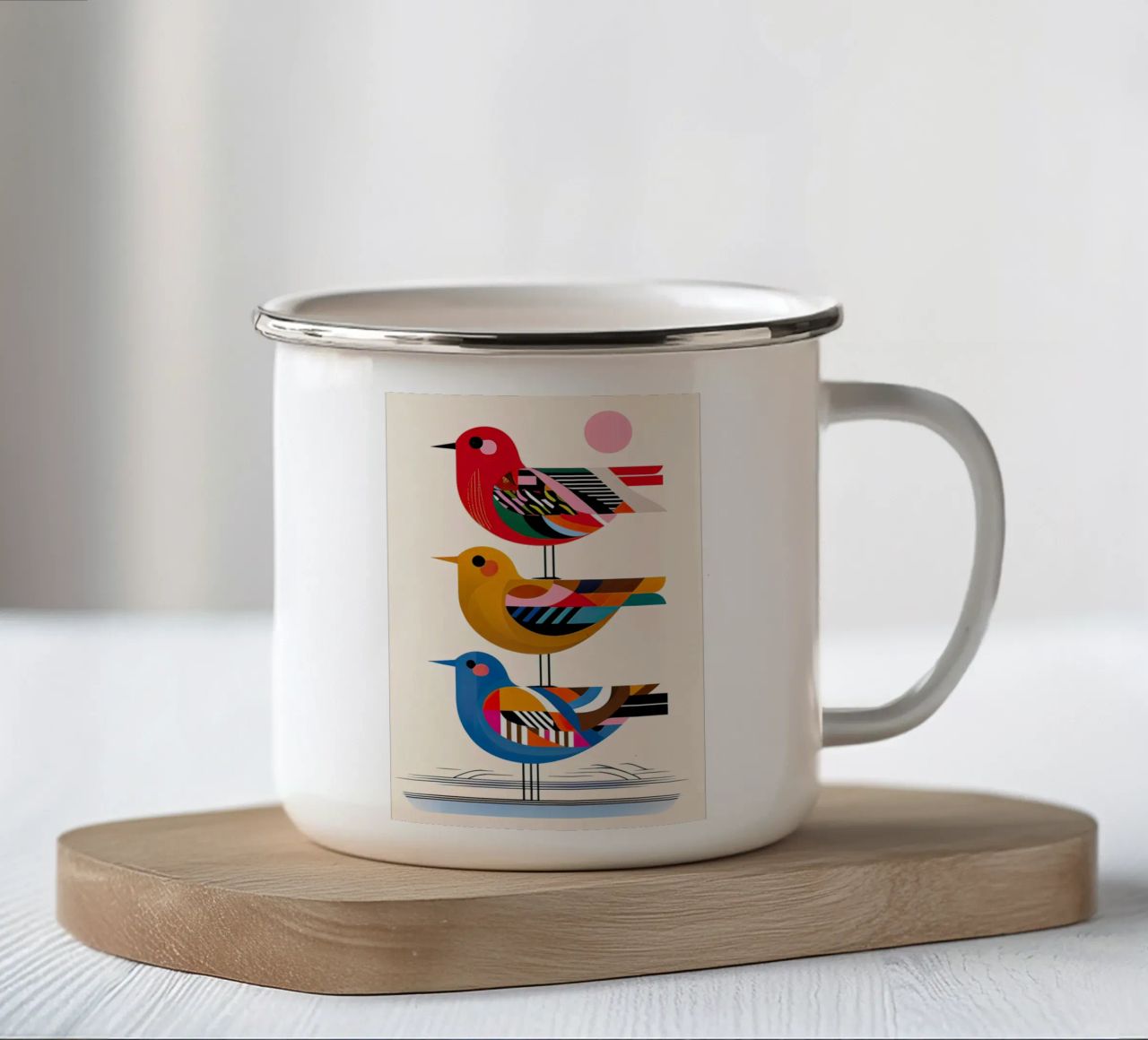 tre uccelli tazza in smalto da ARTVI-SHOP