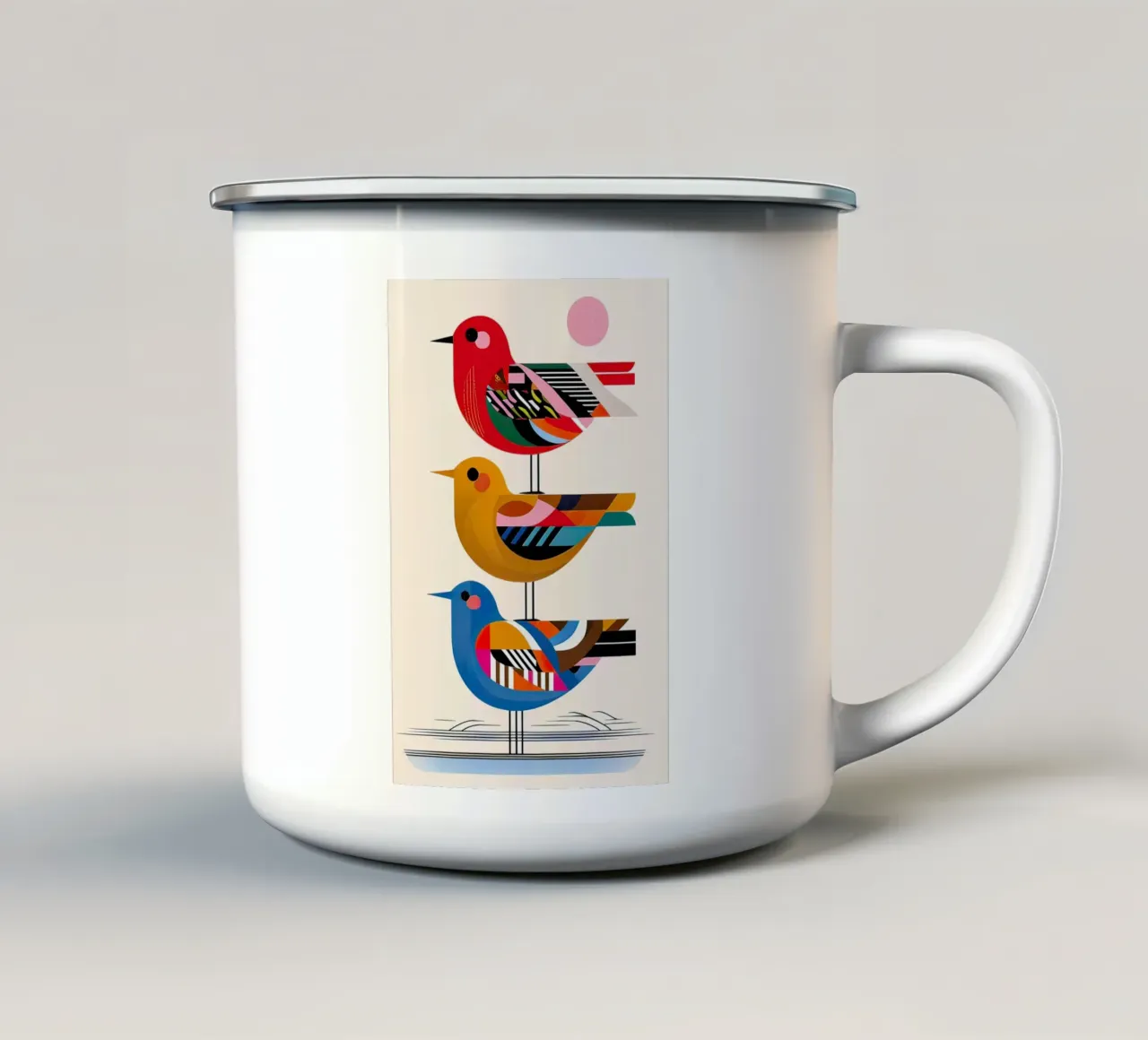 tre uccelli tazza in smalto da ARTVI-SHOP