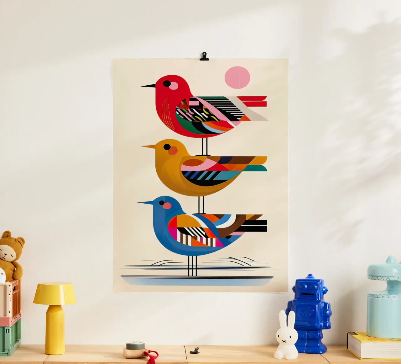 tre uccelli poster con telaio in plastica da 🎁 ARTVI-SHOP