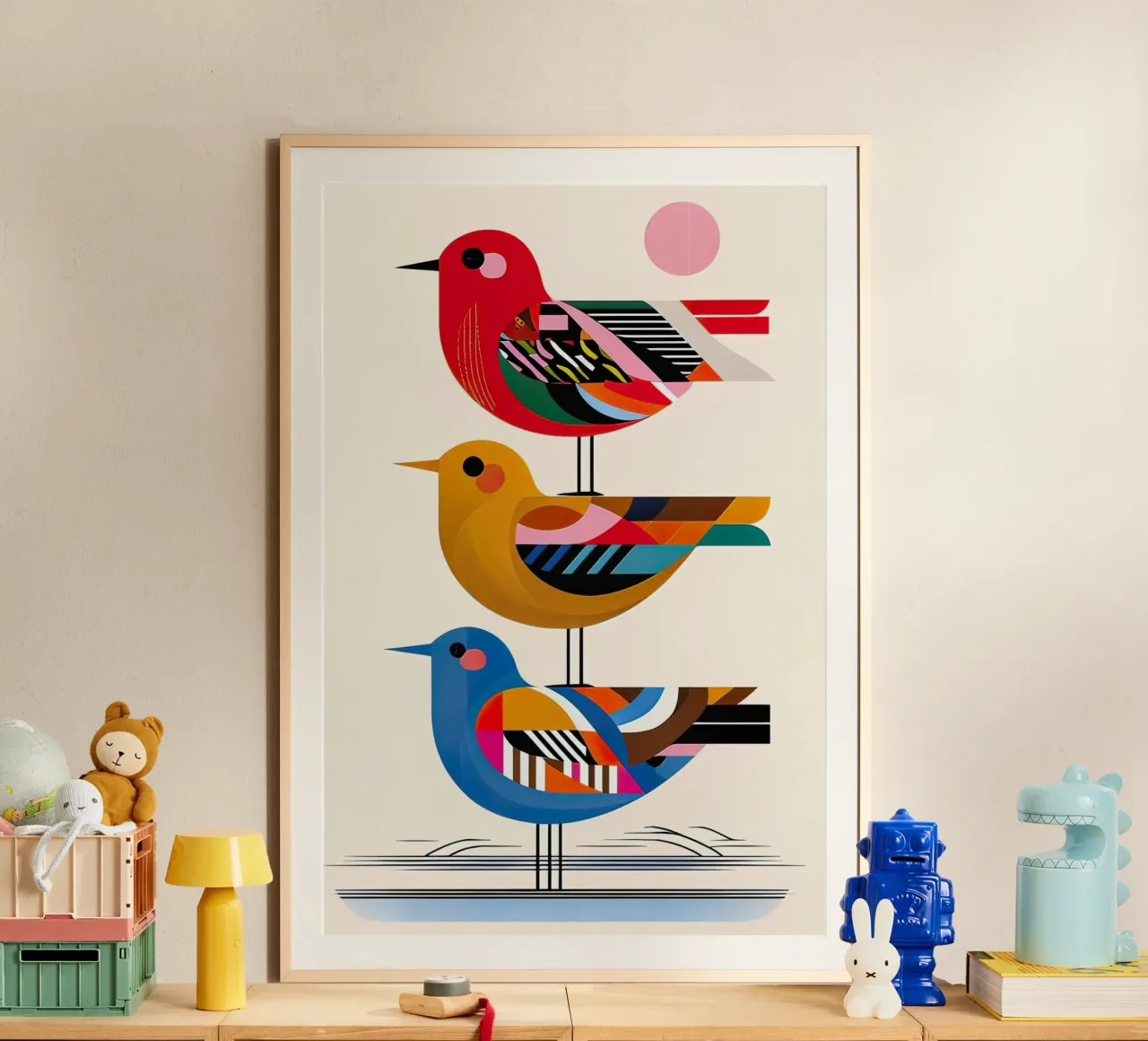 tre uccelli poster con telaio in plastica da 🎁 ARTVI-SHOP