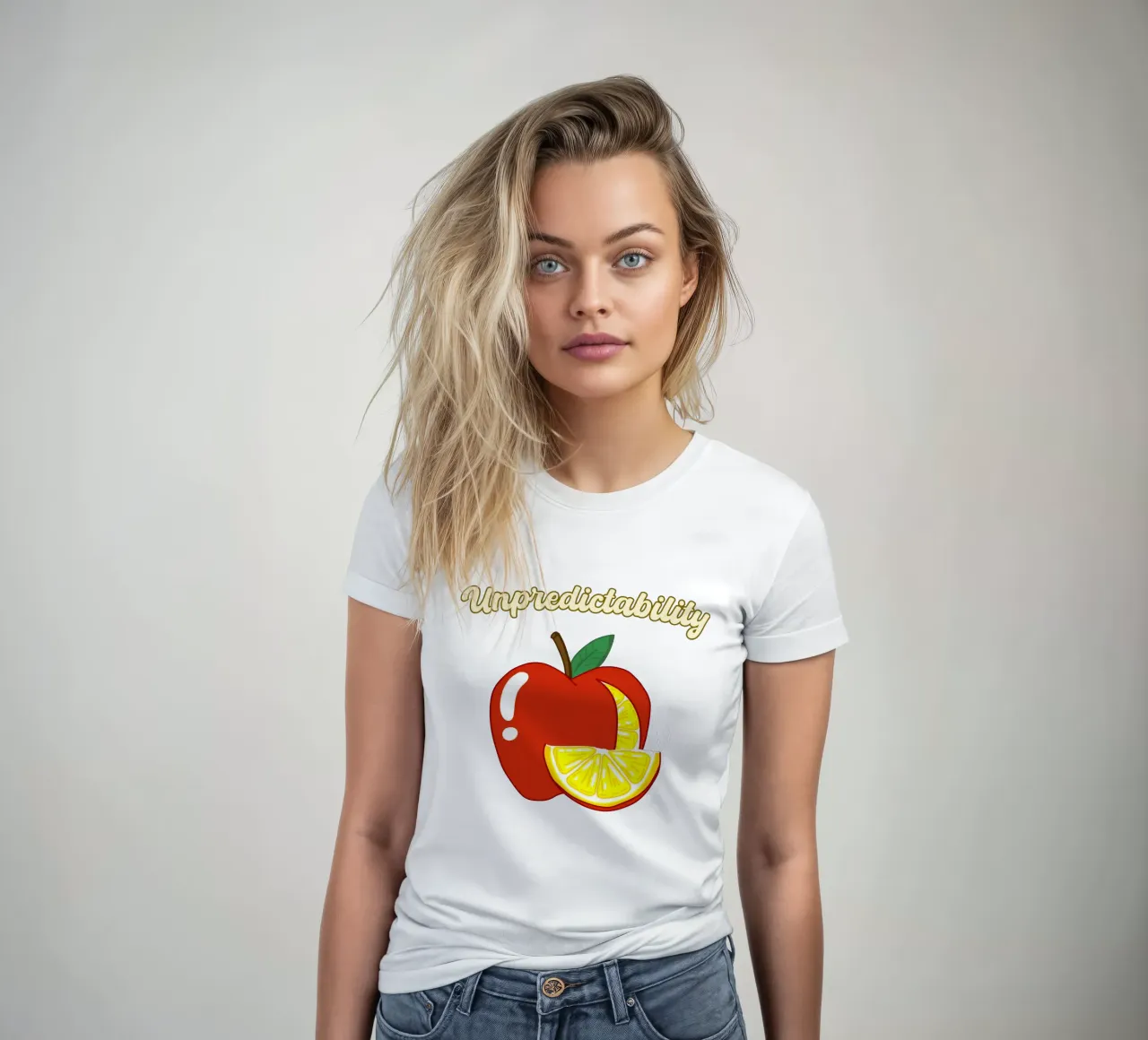 Unvorhersehbarkeit Apfel-Zitrone Motivationsdesign Frauen T-Shirt von sillyindustries