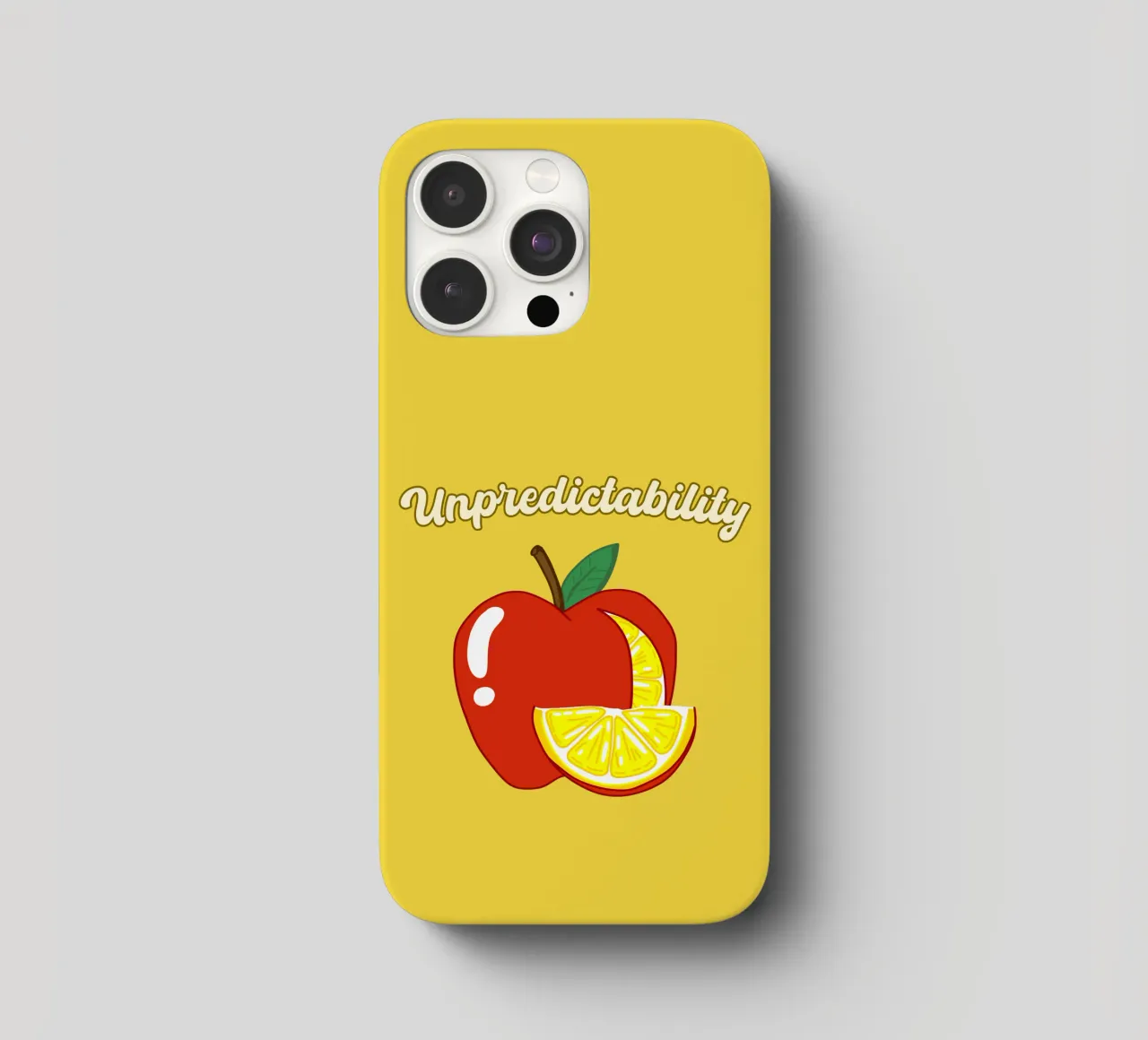 Unvorhersehbarkeit Apfel-Zitrone Motivationsdesign iPhone Hülle von sillyindustries