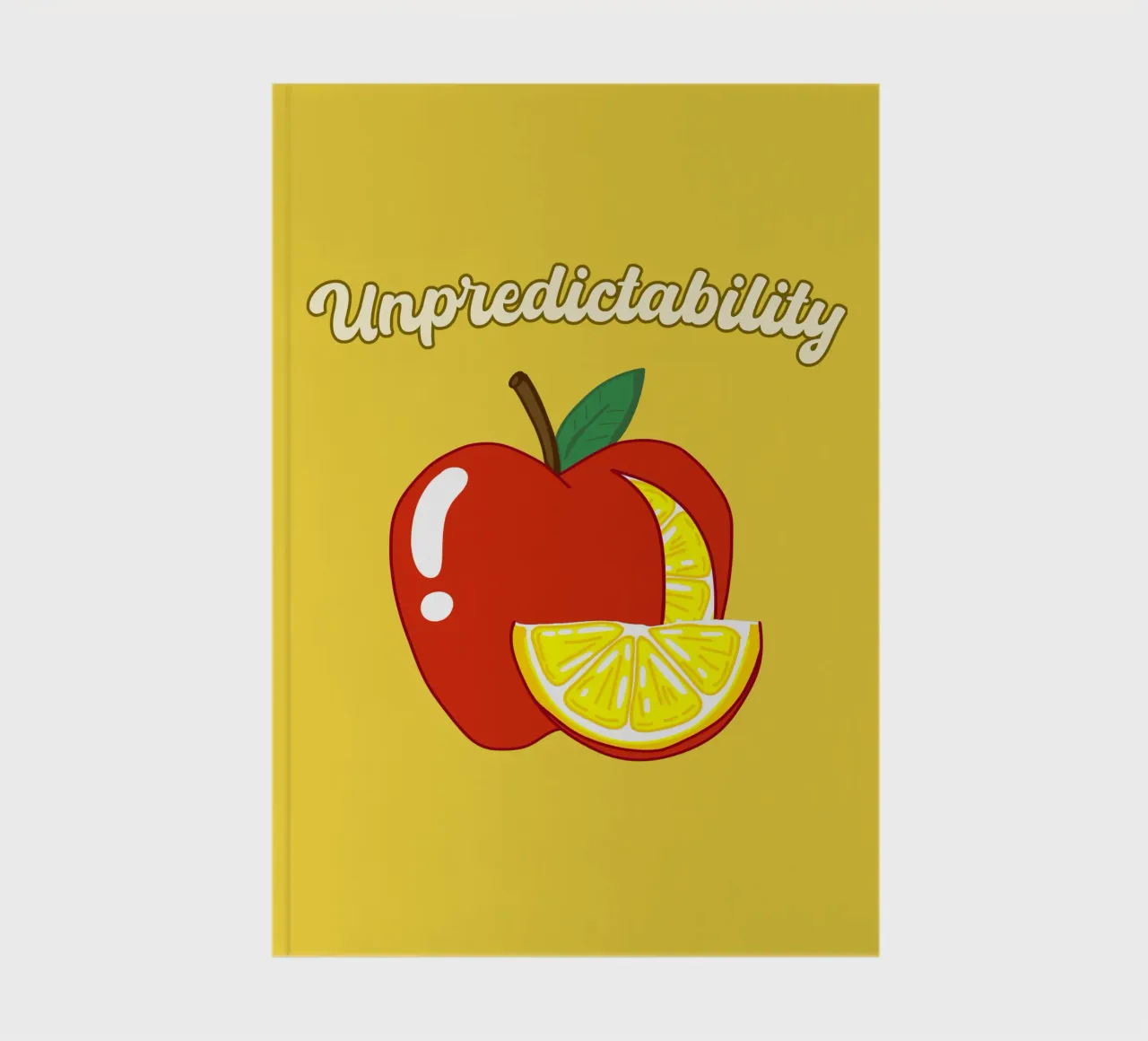 Unvorhersehbarkeit Apfel-Zitrone Motivationsdesign Notizbuch von sillyindustries
