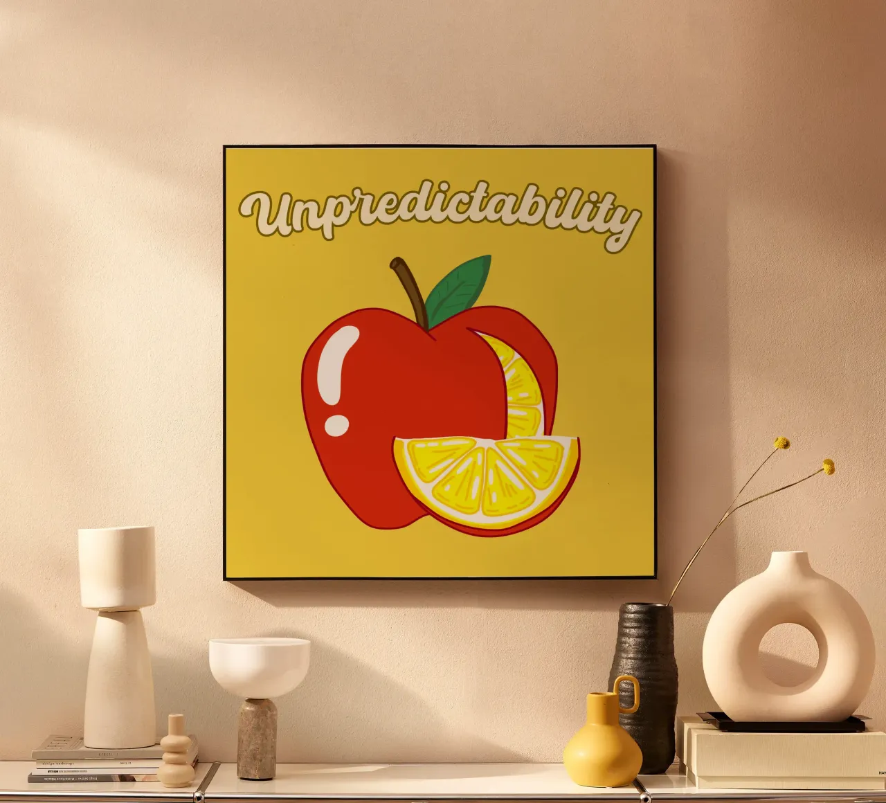 Unvorhersehbarkeit Apfel-Zitrone Motivationsdesign Alu-Dibond von sillyindustries