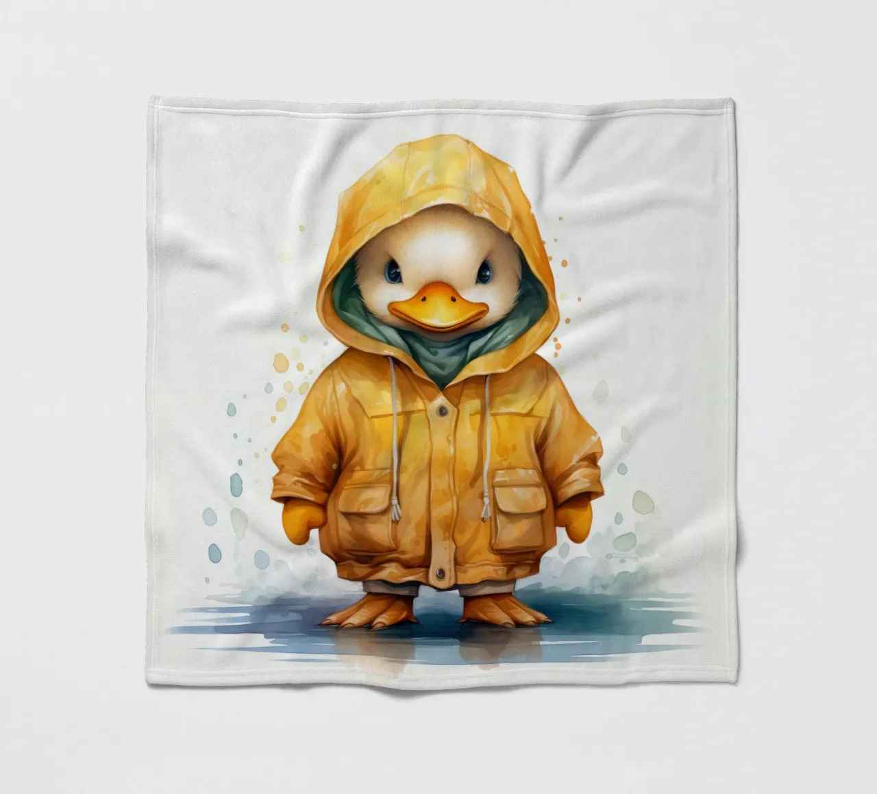Cartone animato acquerellato con felpa con cappuccio coperta in pile da Animal Portraits