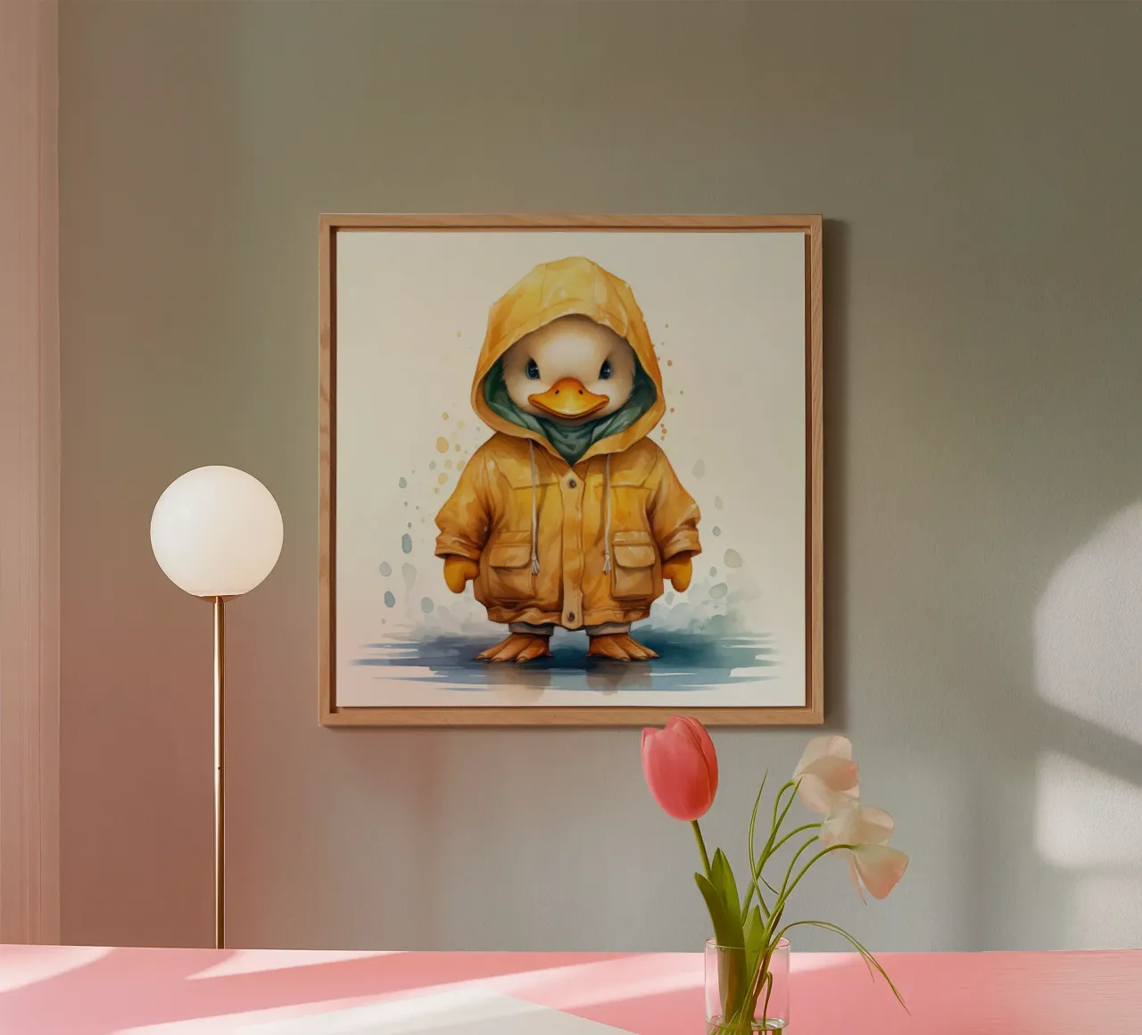 Cartone animato acquerellato con felpa con cappuccio alluminio dibond da Animal Portraits