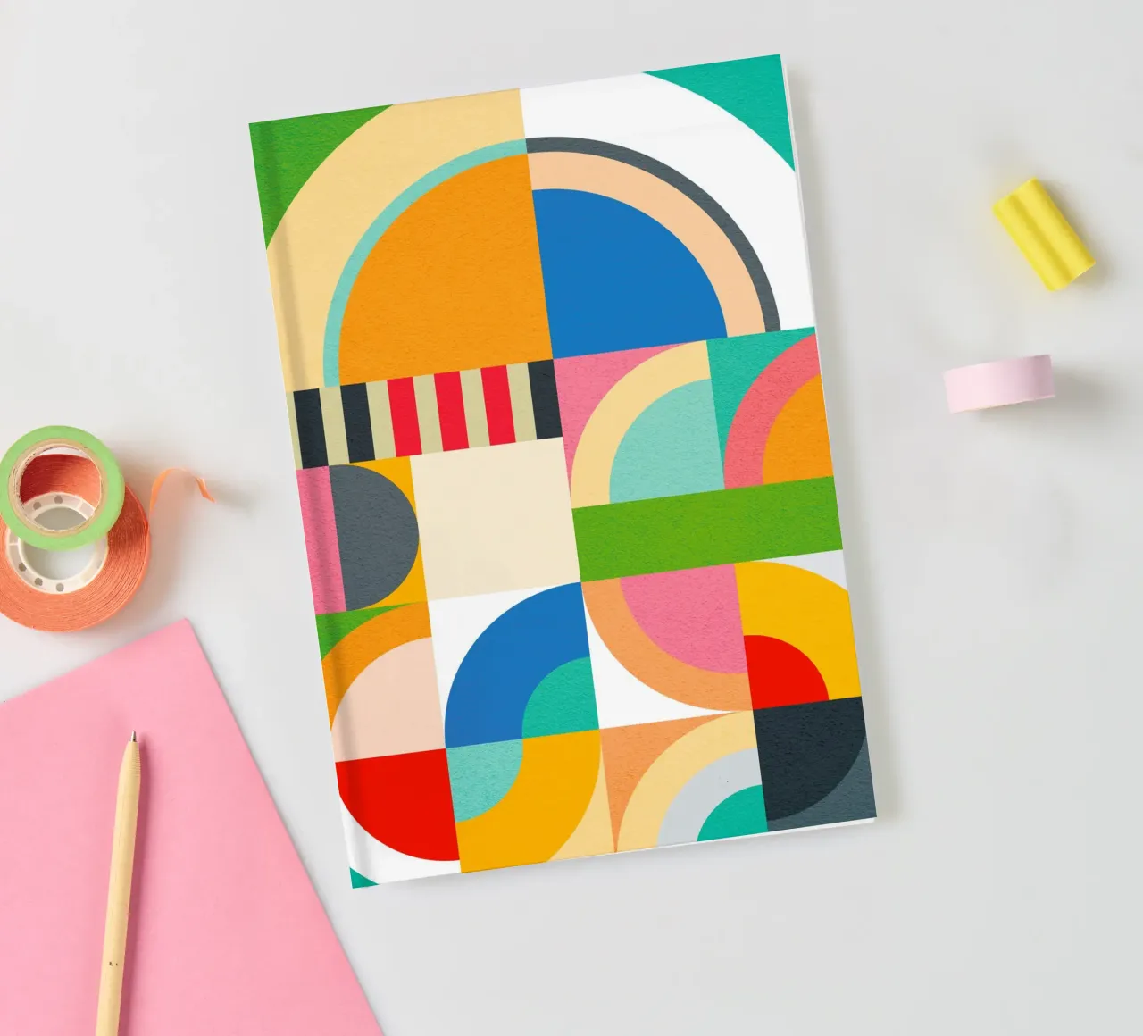 Vibrant and playful Bauhaus Geometry notebook by Dominique Vari Abstract