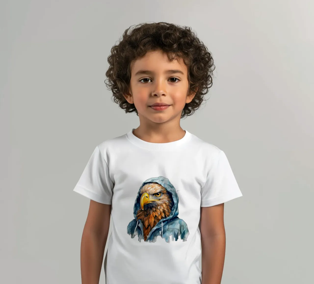 Aquarell-Cartoon-Adler im Kapuzenpulli Kinder T-Shirt von Animal Portraits