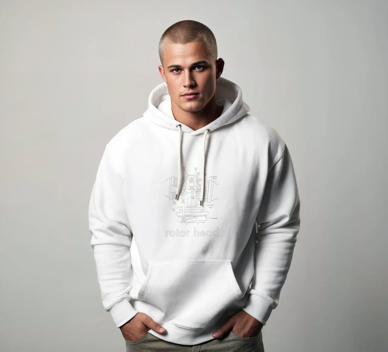 cabeza del rotor (texto en blanco) sudadera con capucha de pilotpegasus