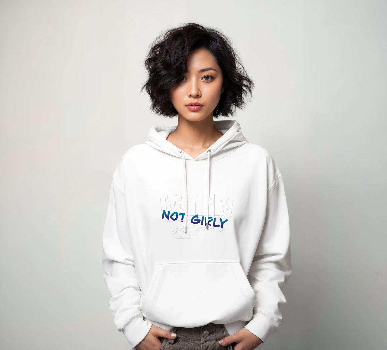 Whirly not girly (white text) felpa con cappuccio da pilotpegasus