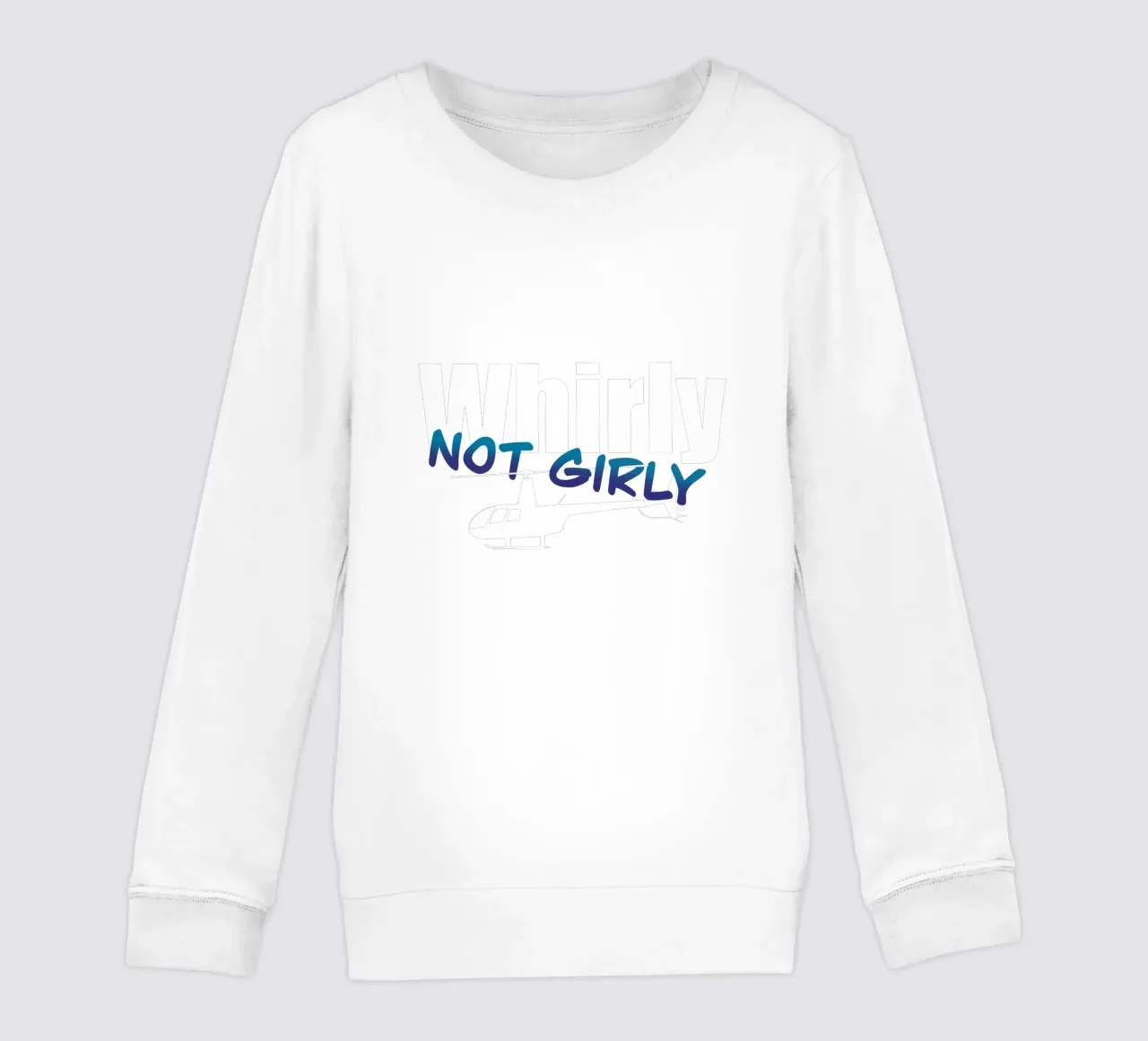 Whirly not girly (white text) kids sweatshirt by pilotpegasus