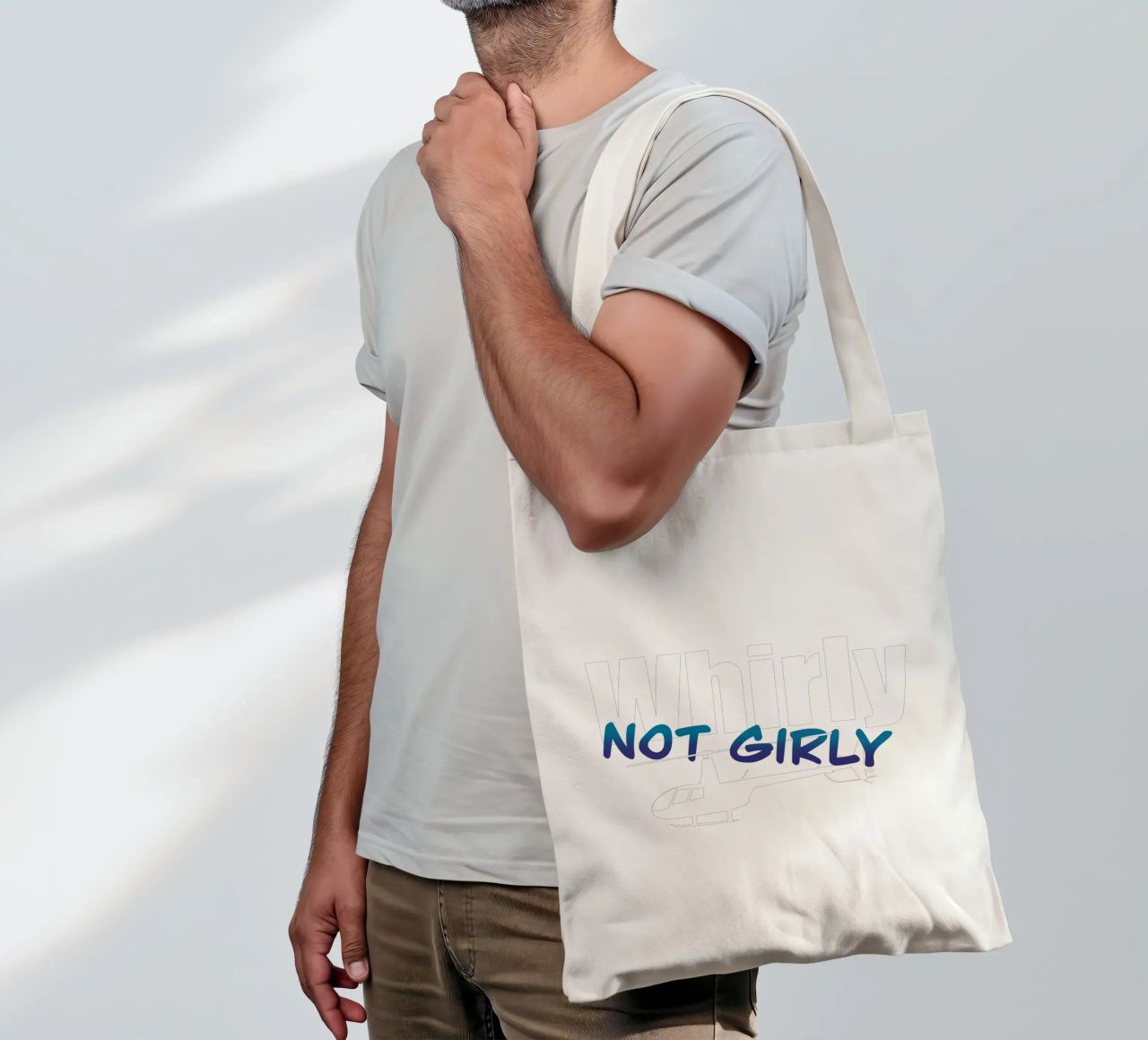 Whirly not girly (white text) borsa in juta da pilotpegasus