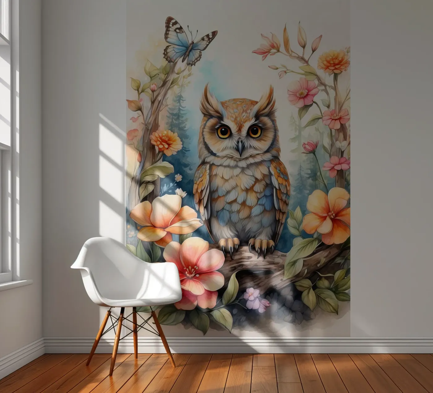 the owl fotobehang van 🎁 NOBELART