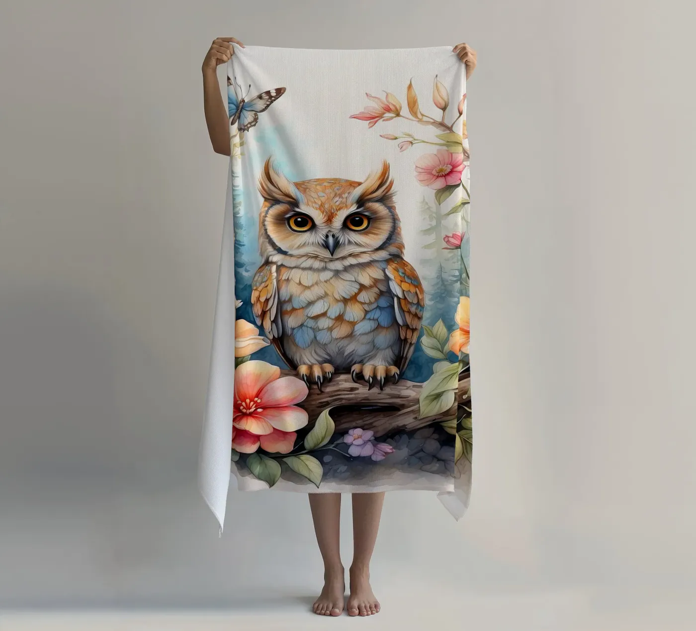 the owl strandhanddoek van 🎁 NOBELART