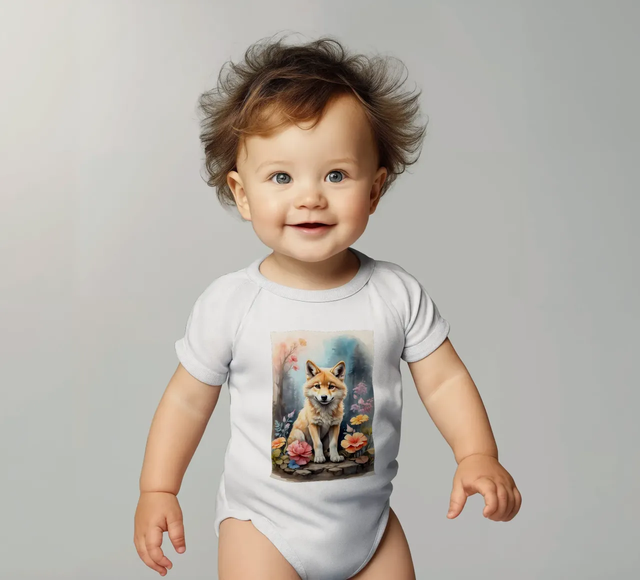 Ein sehr netter kleiner Wolf Kurzarm Babybody von 🎁 ARTVI-SHOP