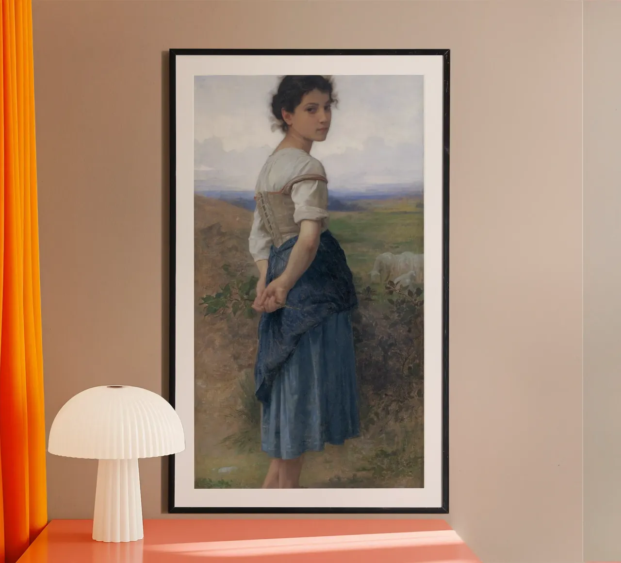 William-Adolphe Bouguereau - La giovane pastorella poster con telaio in plastica da Timeless Artworks