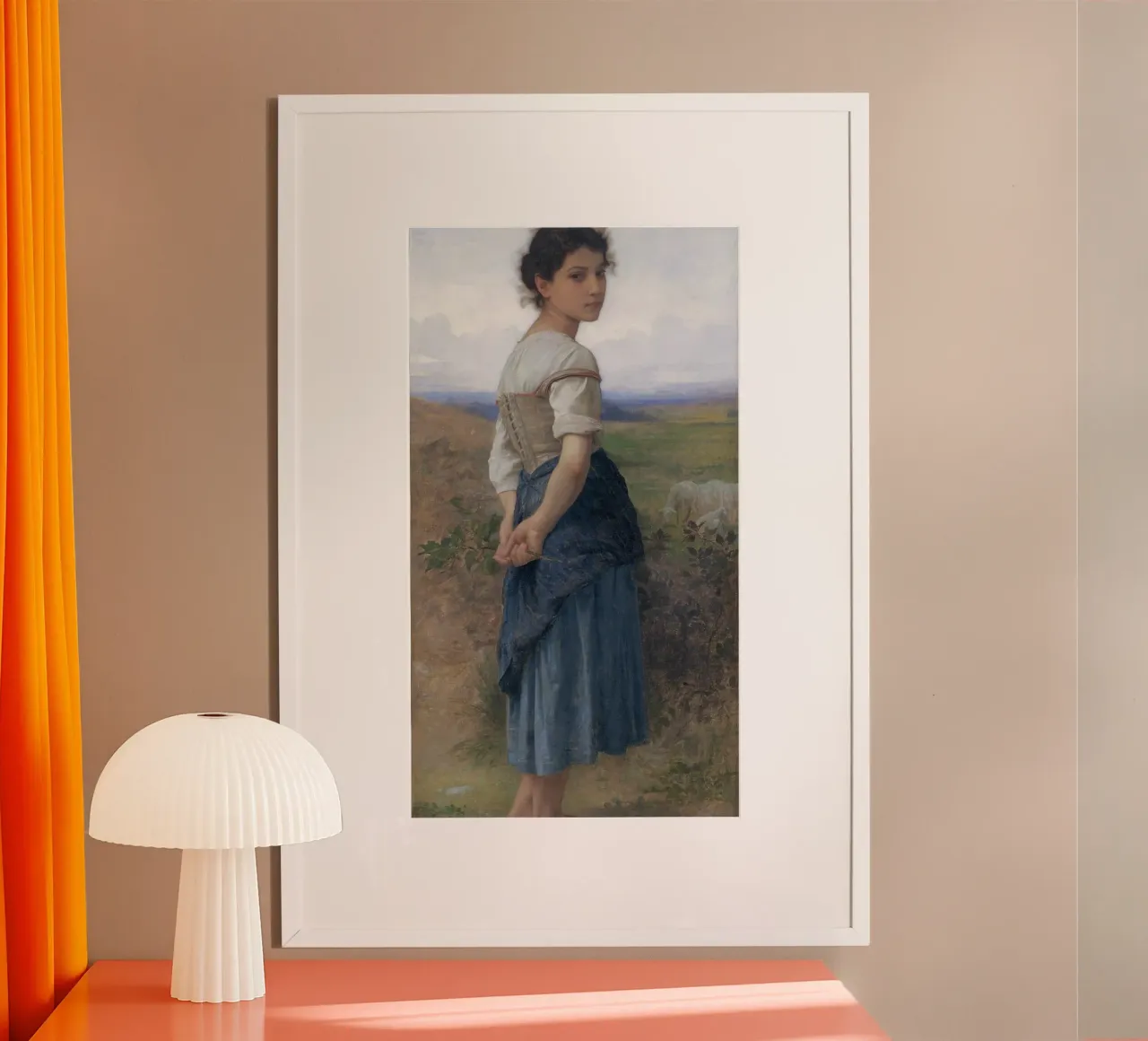William-Adolphe Bouguereau - La giovane pastorella poster con telaio in plastica da Timeless Artworks