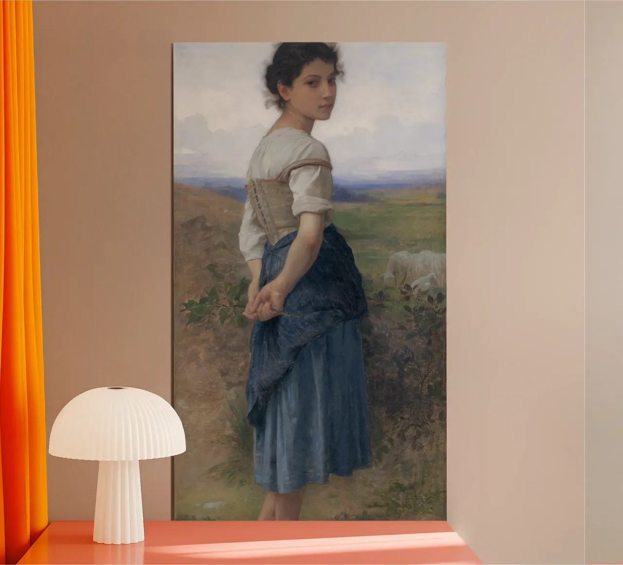 William-Adolphe Bouguereau - La giovane pastorella poster con telaio in plastica da Timeless Artworks