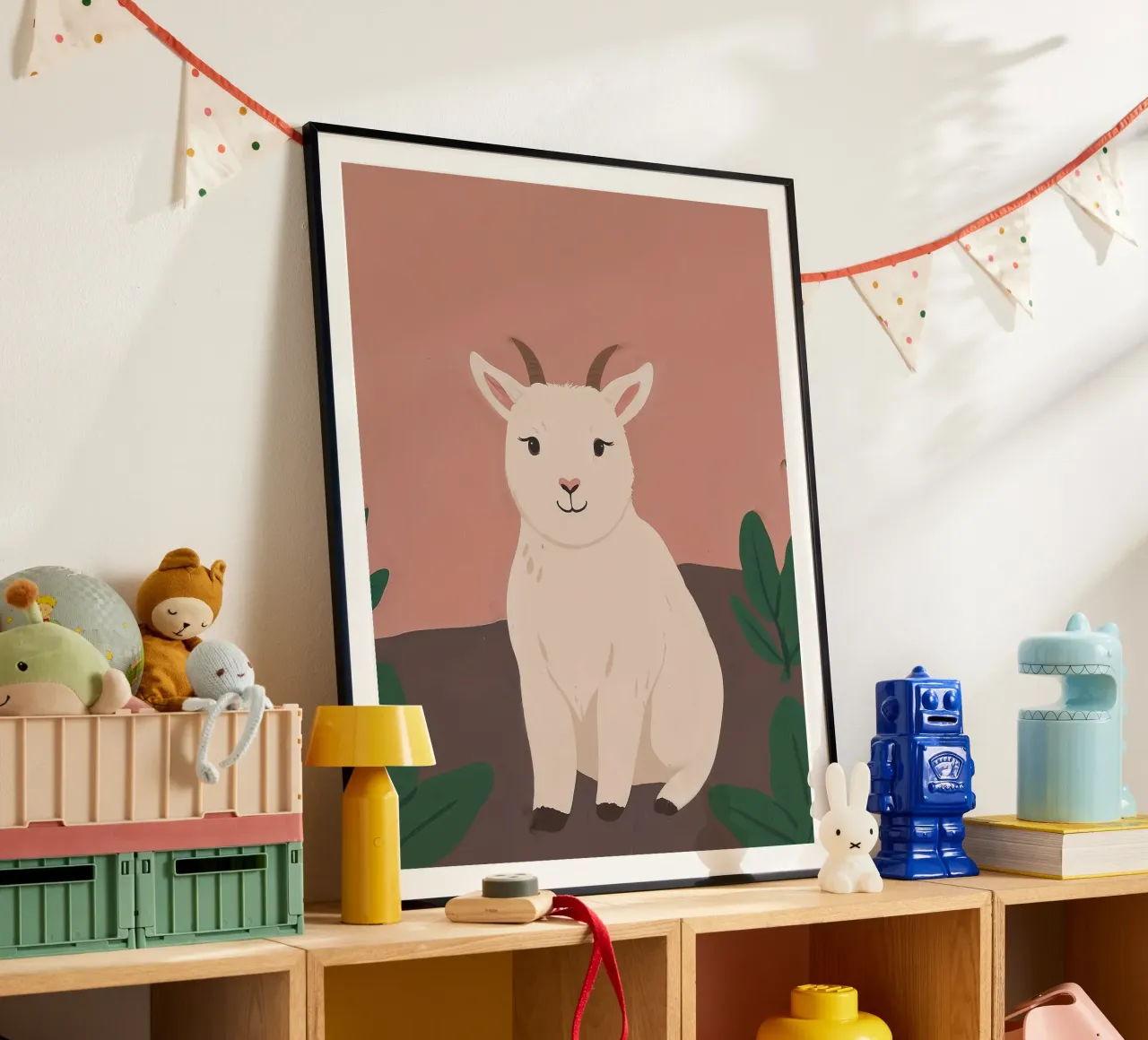 Capra amichevole e minuscola poster con telaio in plastica da SnoopyAnimals