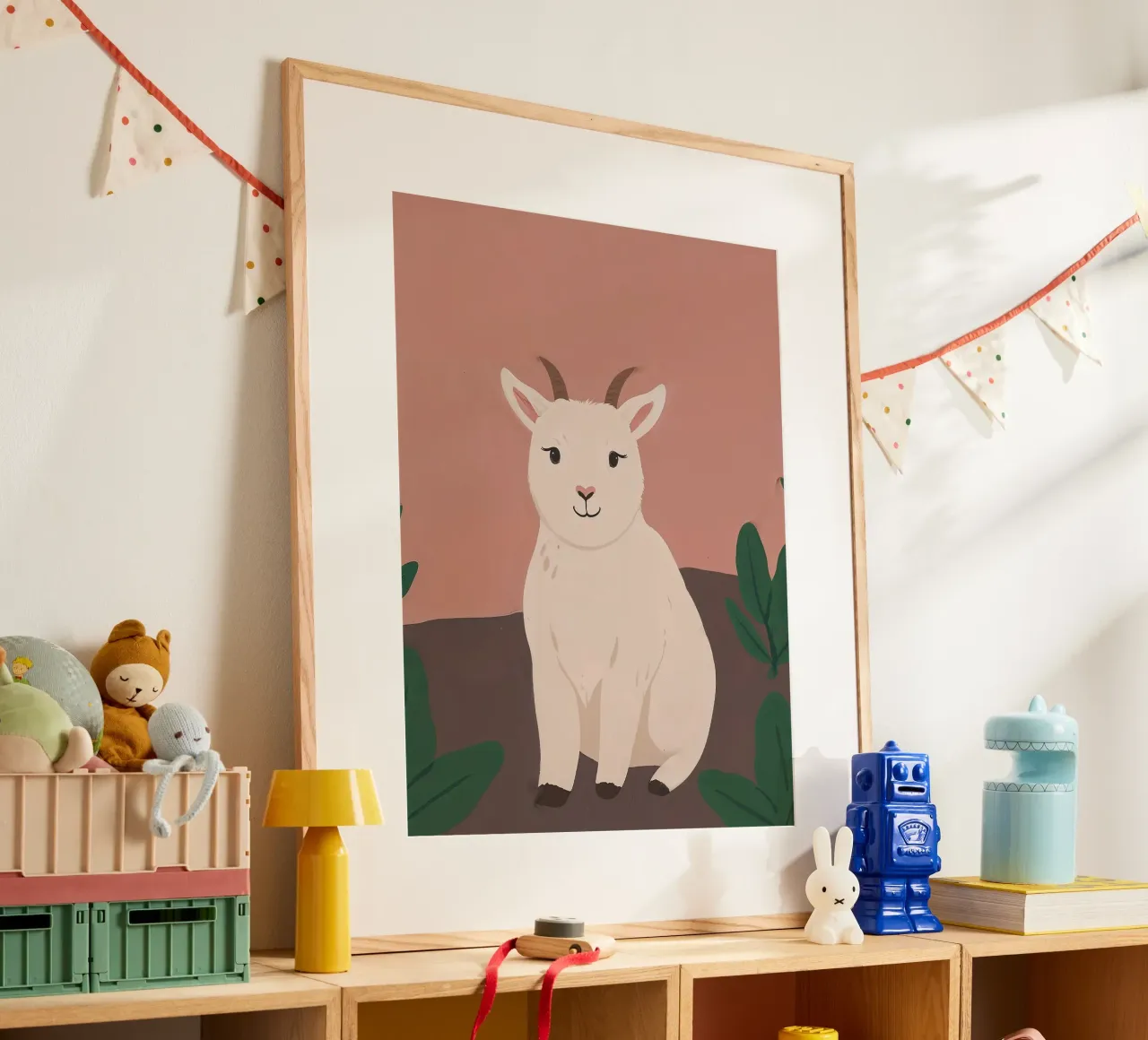 Capra amichevole e minuscola poster con telaio in plastica da SnoopyAnimals