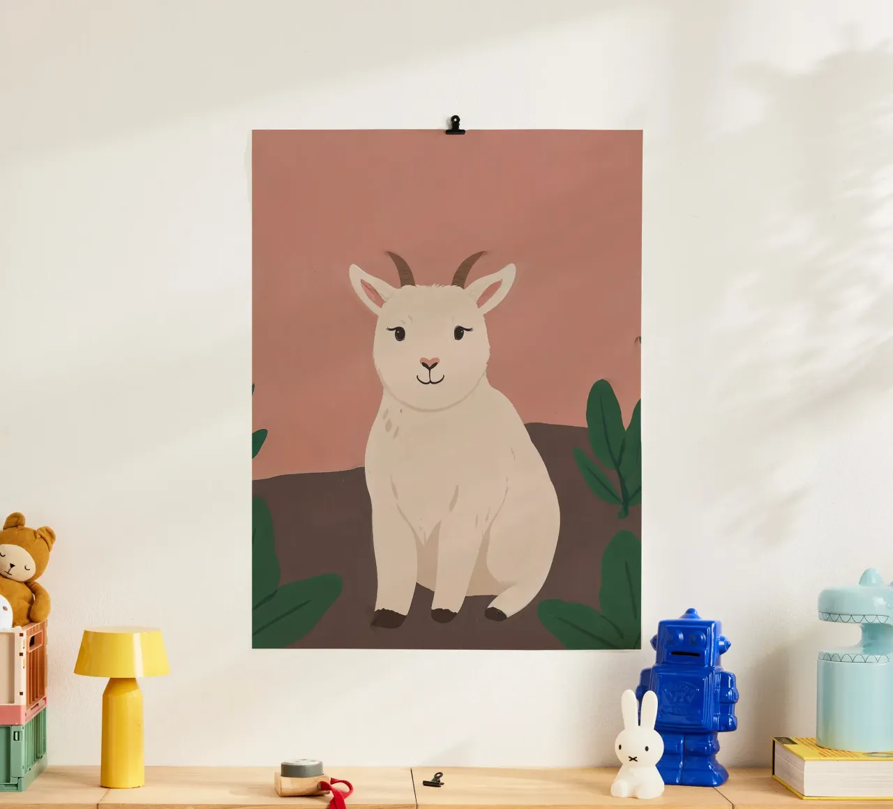 Capra amichevole e minuscola poster con telaio in plastica da SnoopyAnimals
