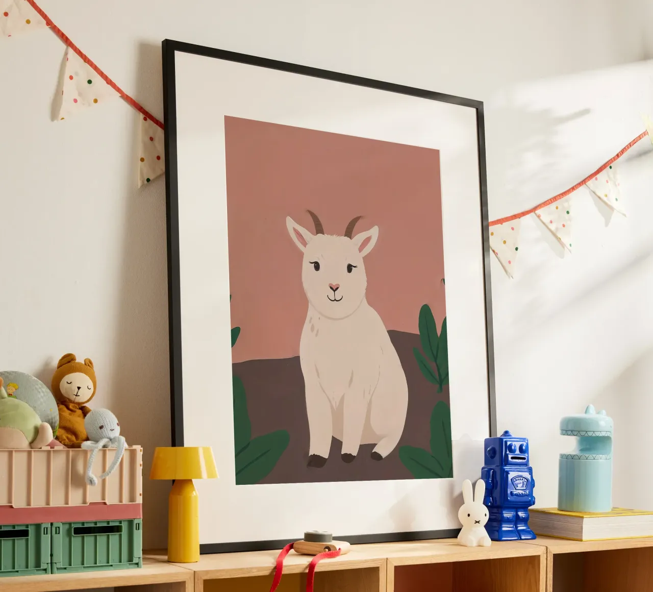 Capra amichevole e minuscola poster con telaio in plastica da SnoopyAnimals