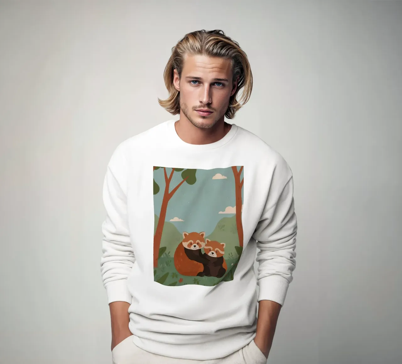 Simpática familia de pandas rojos sudadera de SnoopyAnimals