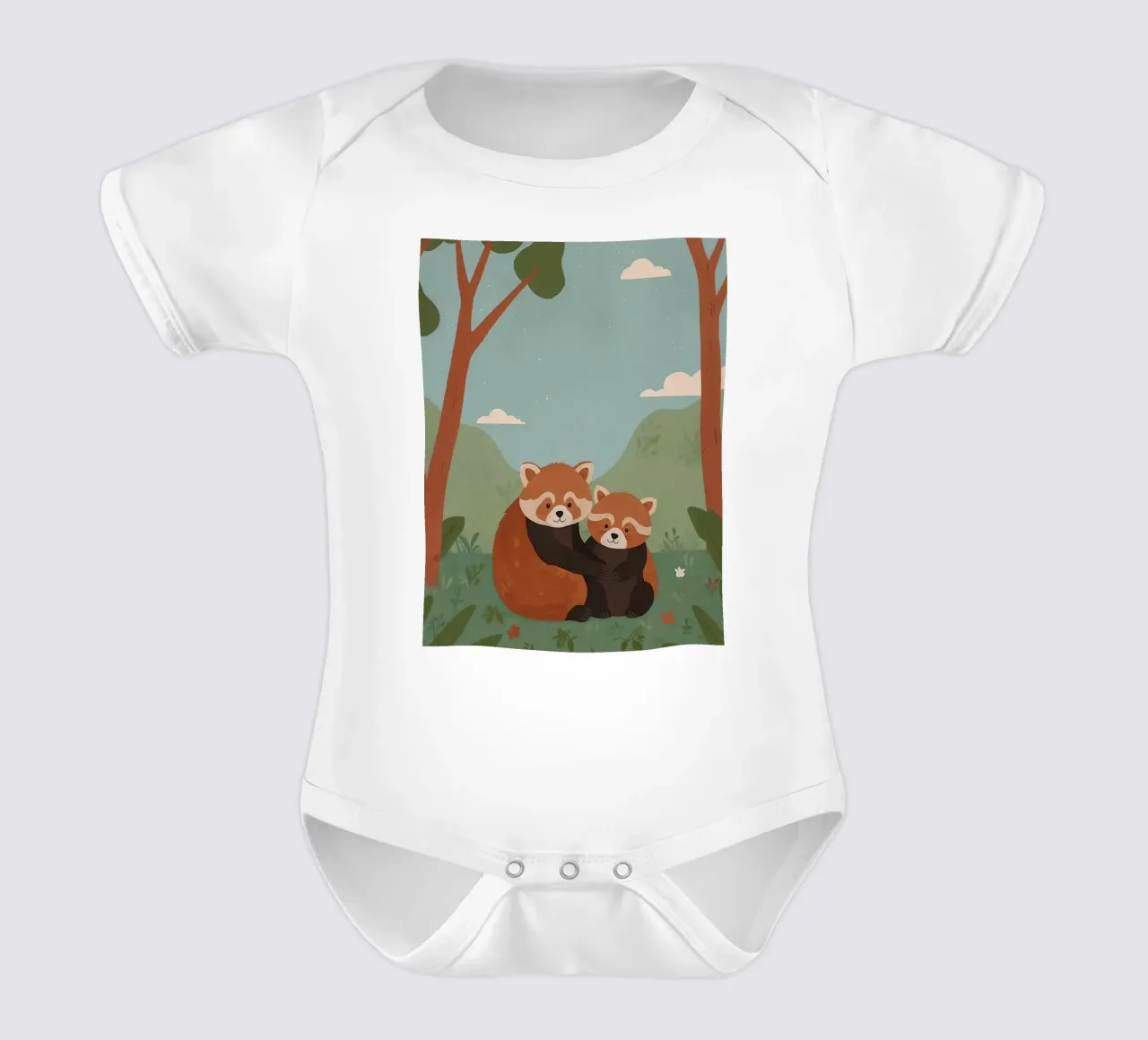 Simpática familia de pandas rojos body de bebé de SnoopyAnimals