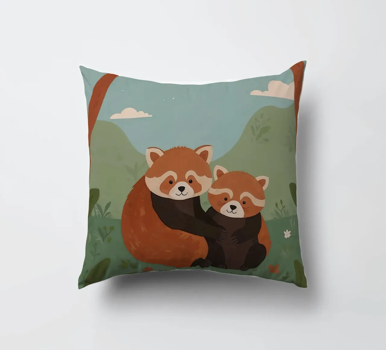 Simpática familia de pandas rojos cojín de SnoopyAnimals