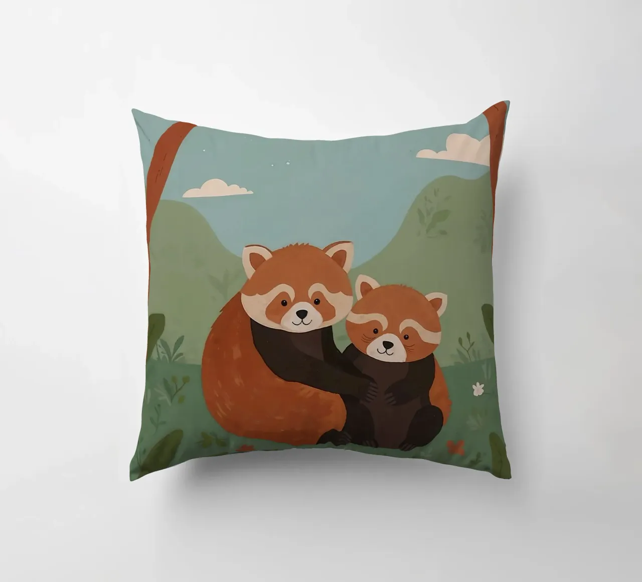Simpática familia de pandas rojos cojín de SnoopyAnimals