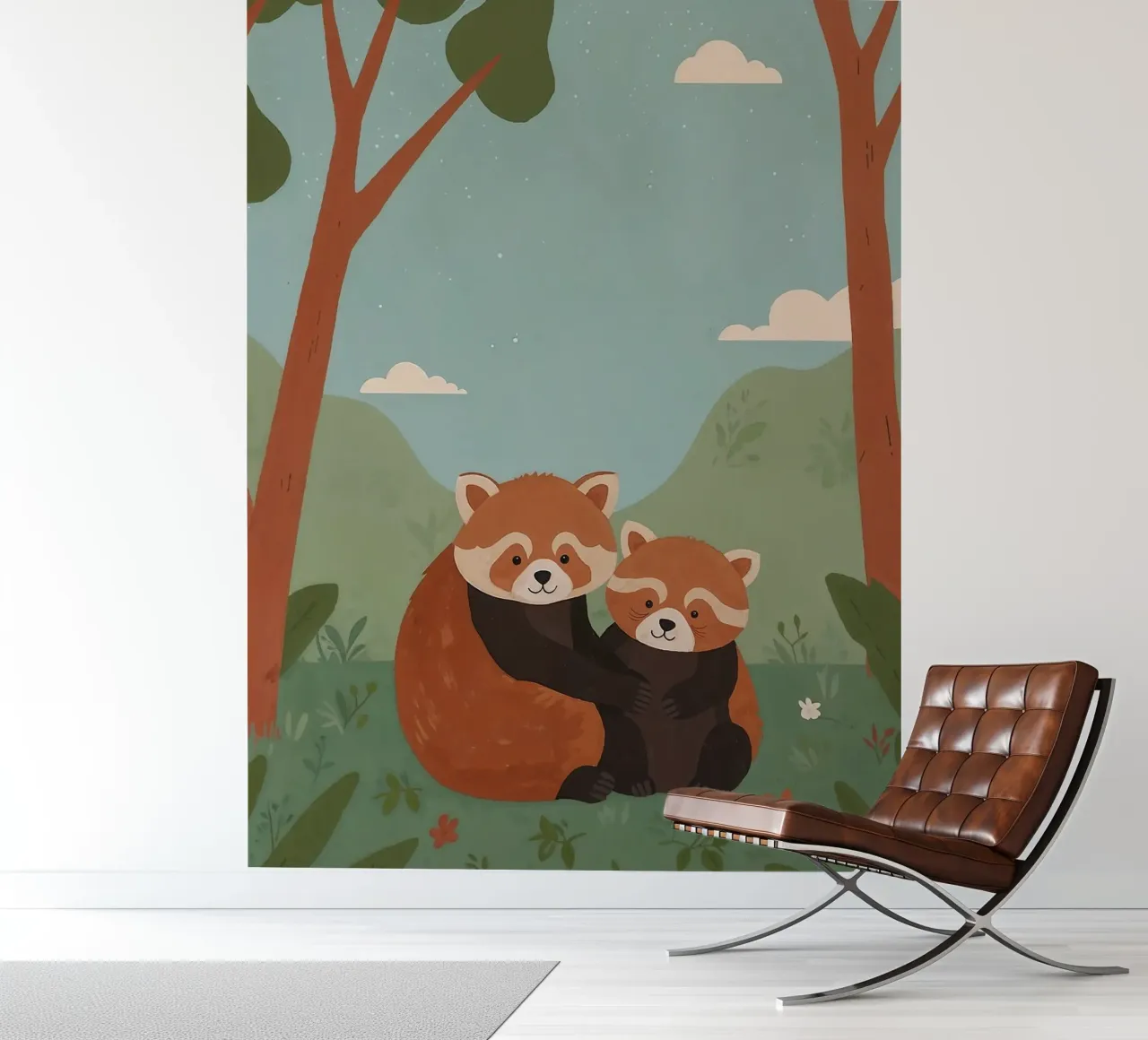 Simpática familia de pandas rojos papel para pared de SnoopyAnimals