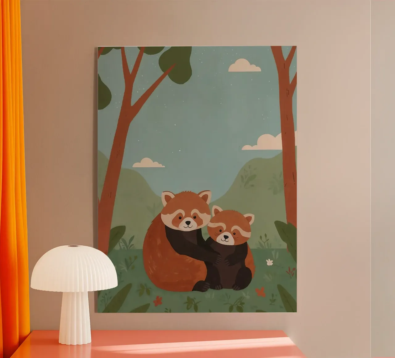 Simpática familia de pandas rojos metacrilato de SnoopyAnimals