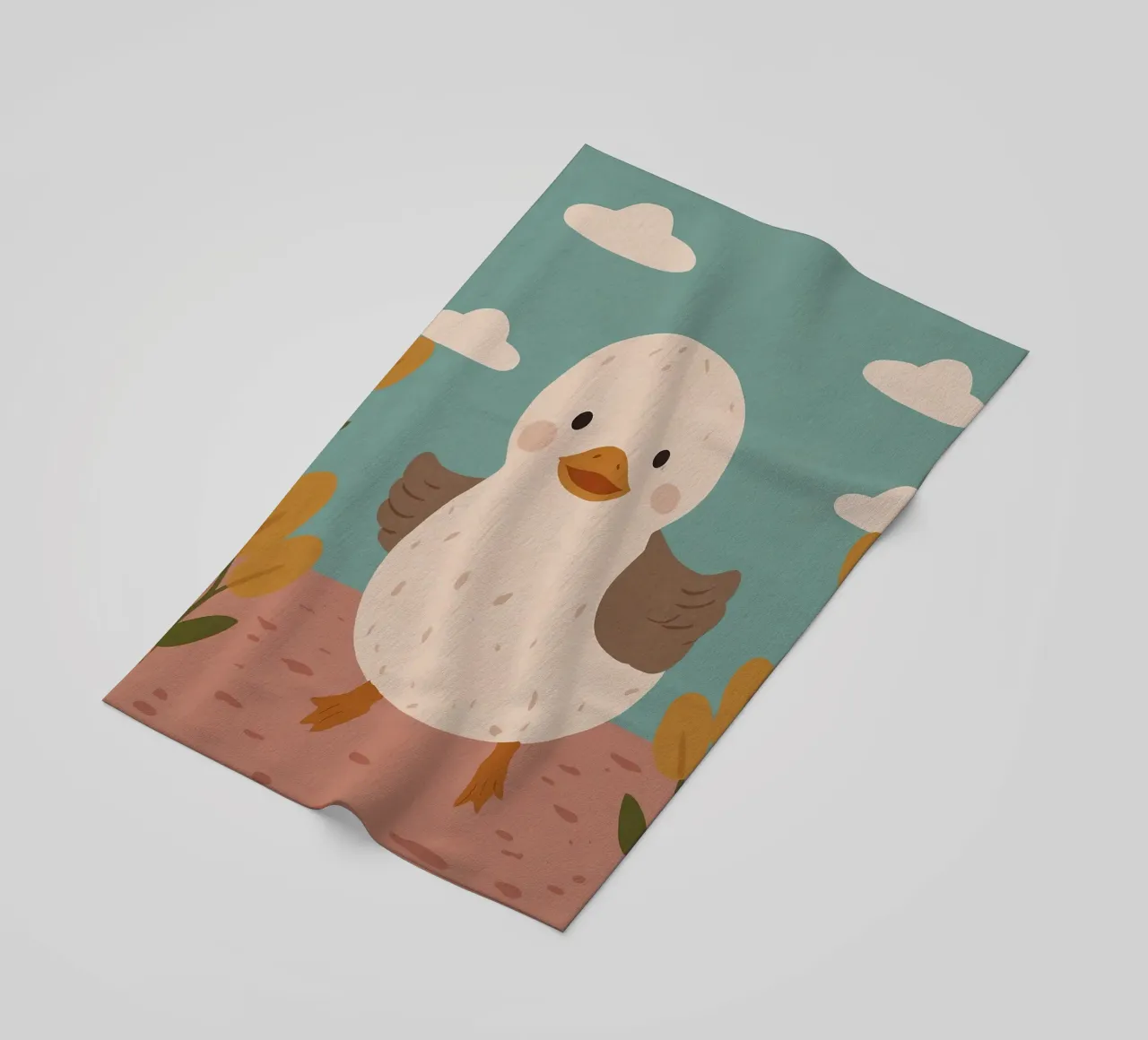 Friendly Tiny Duck beach towel by SnoopyAnimals