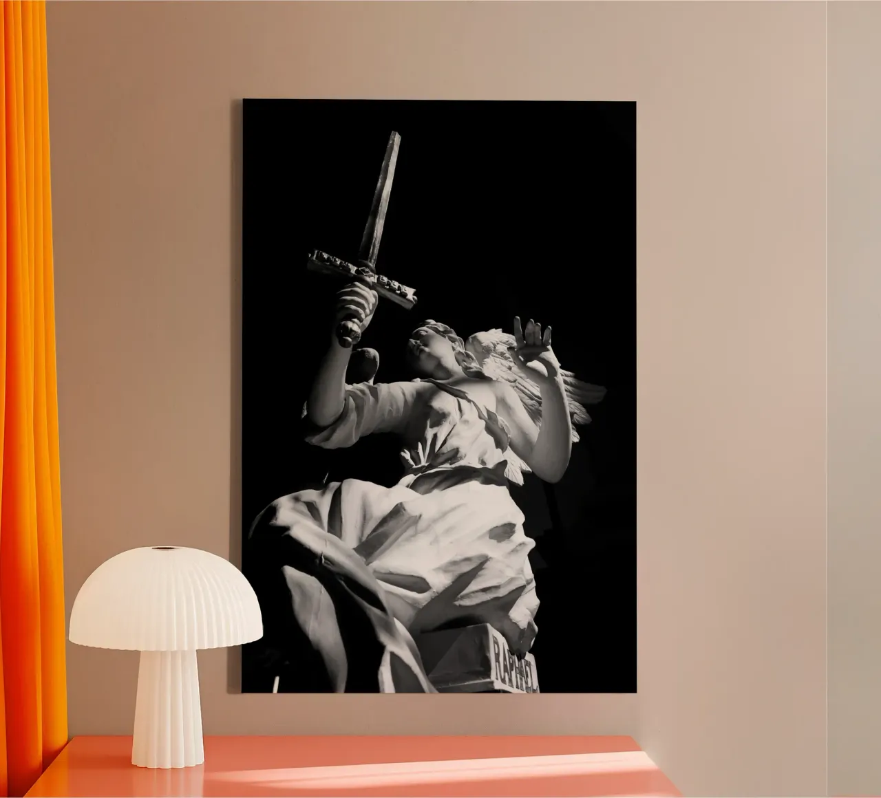 Engel canvas met Baklijst van Flo Klein