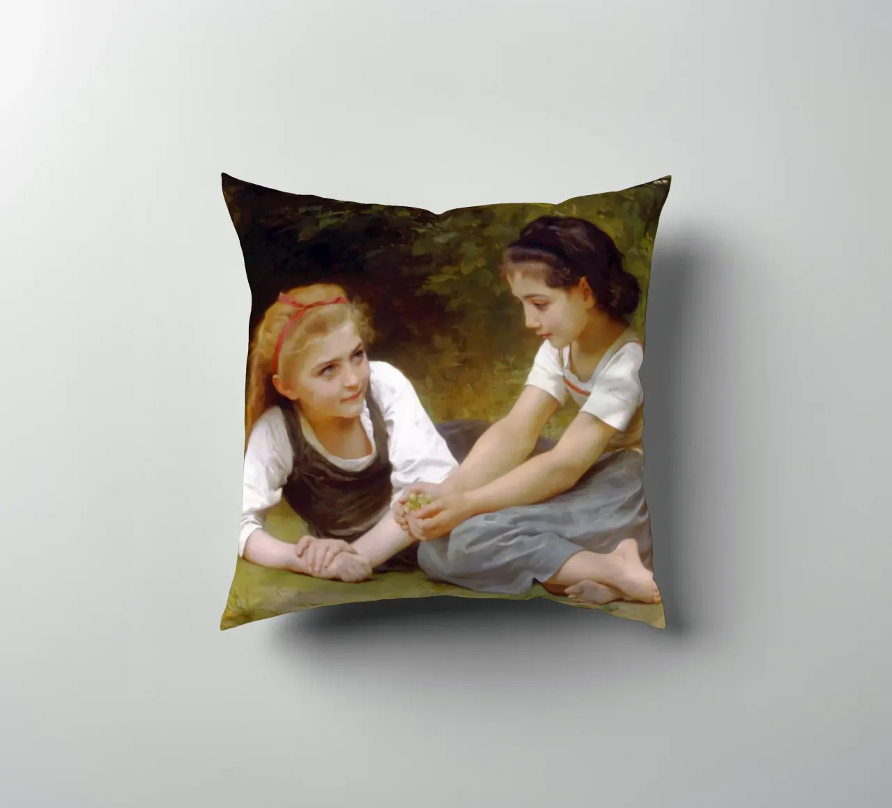 William-Adolphe Bouguereau - The Nut Gatherers decorative cushion by Timeless Artworks