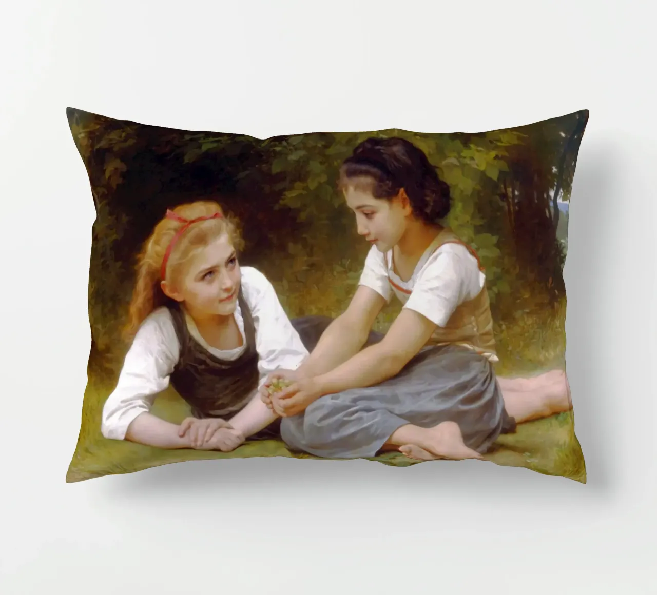 William-Adolphe Bouguereau - The Nut Gatherers decorative cushion by Timeless Artworks