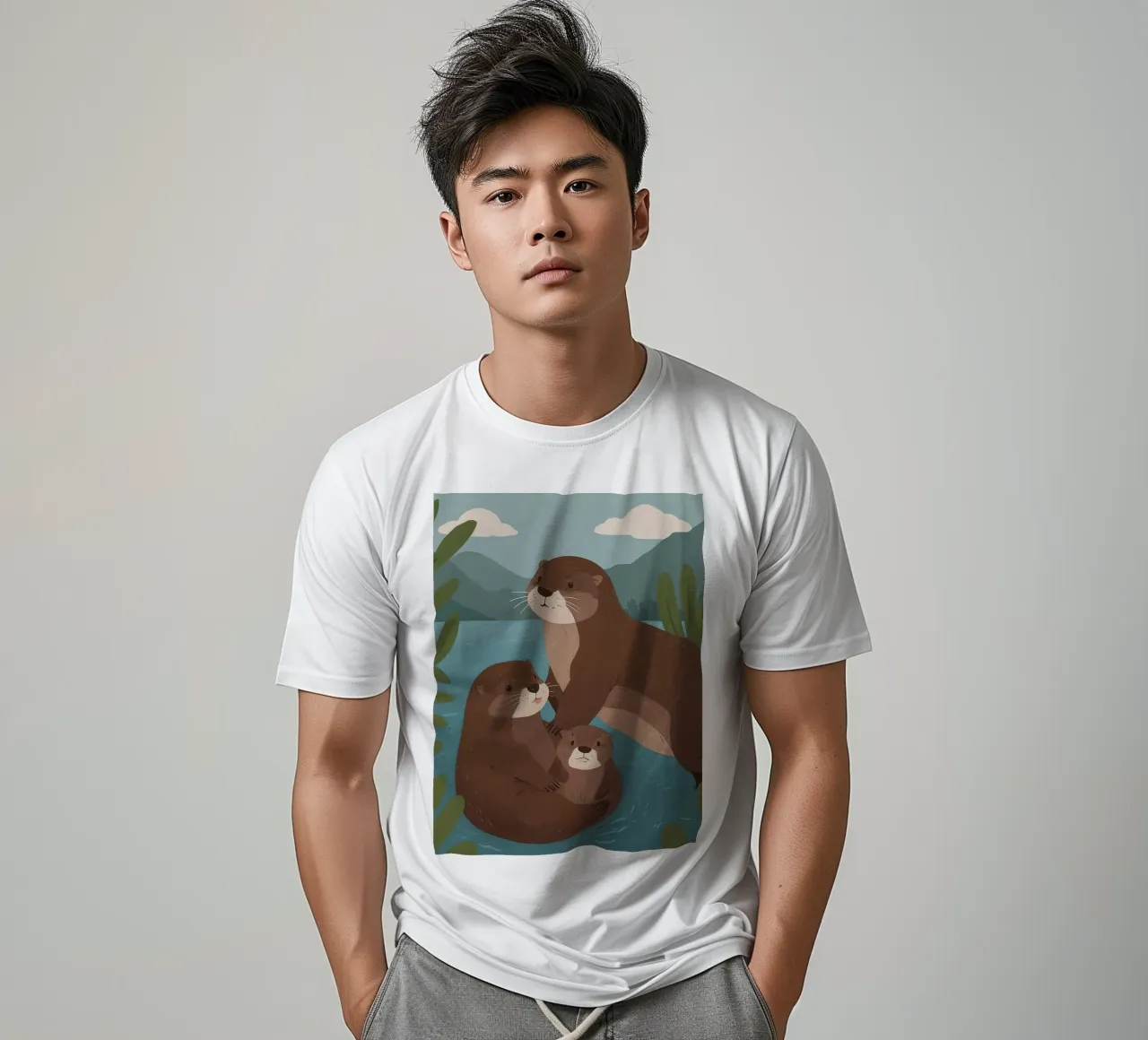 Friendly Otter Family t-shirt by SnoopyAnimals