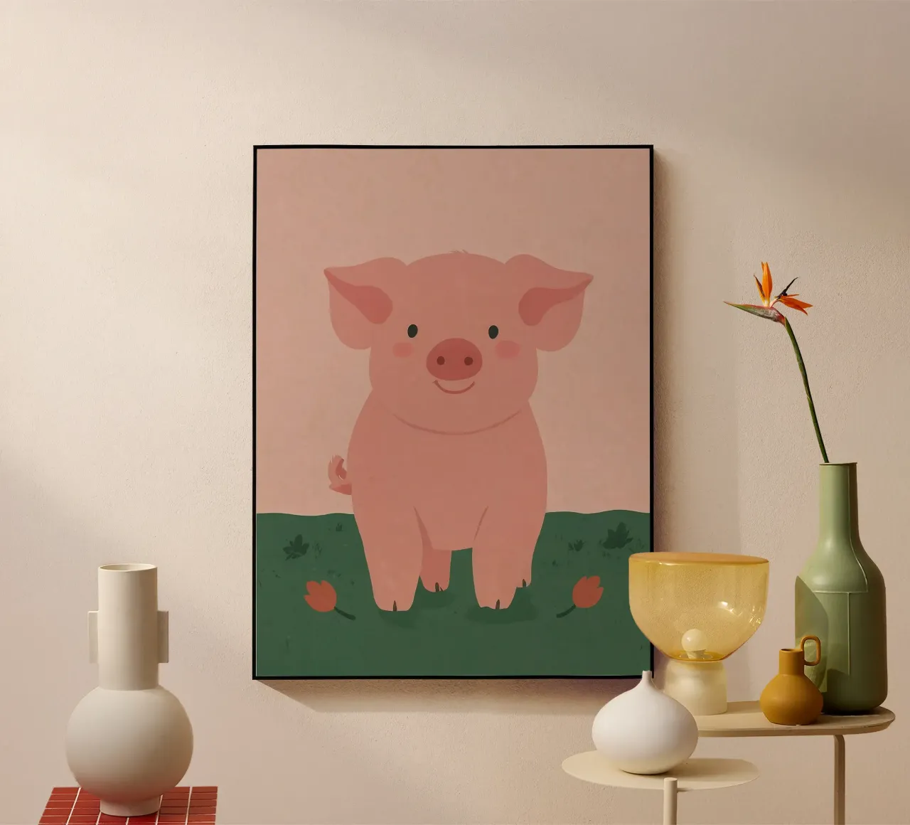 Friendly Piggy acrylic glass by SnoopyAnimals